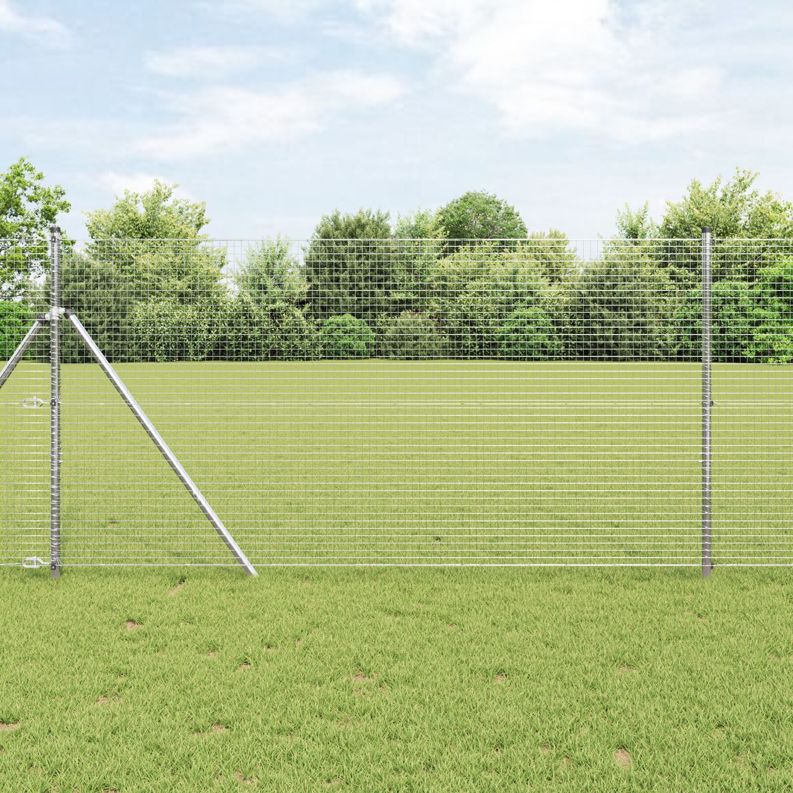 vidaXL zavarena žičana ograda sa 13 stupova 1.4x50 m, cinkovani čelik