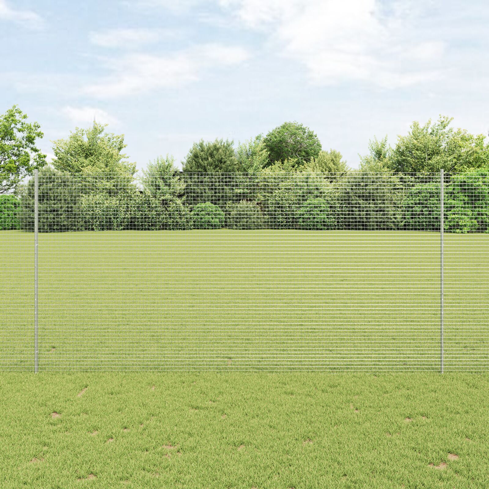 vidaXL zavarena žičana ograda s 44 U stupova Srebrna 1,5x50 m Čelik