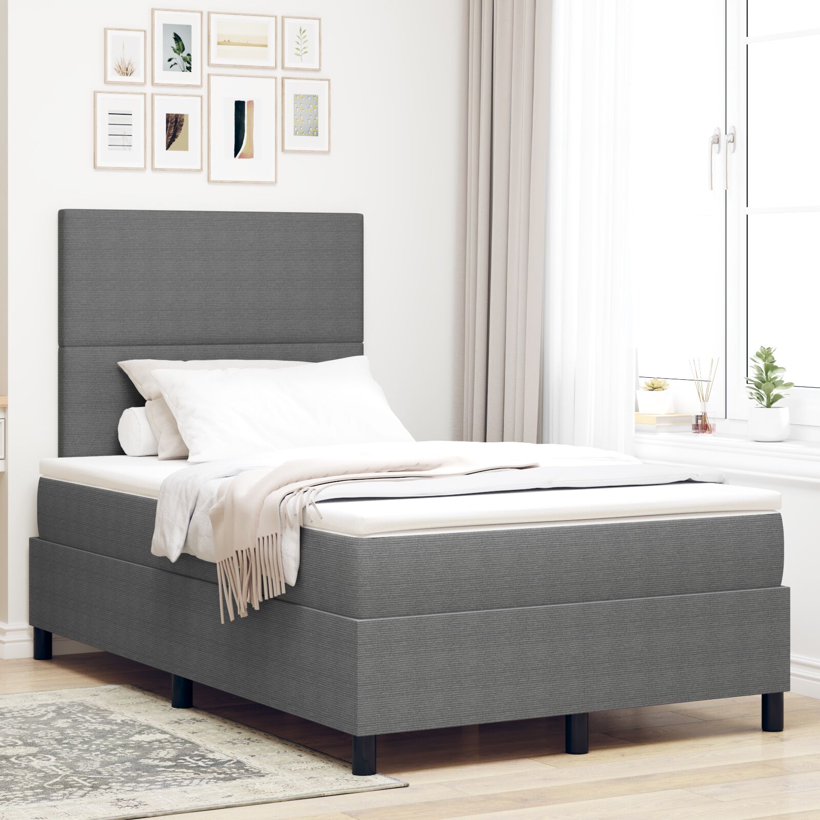 Krevet s podnicom s madracem svijetlosivi 120x200 cm kadifasta tkanina