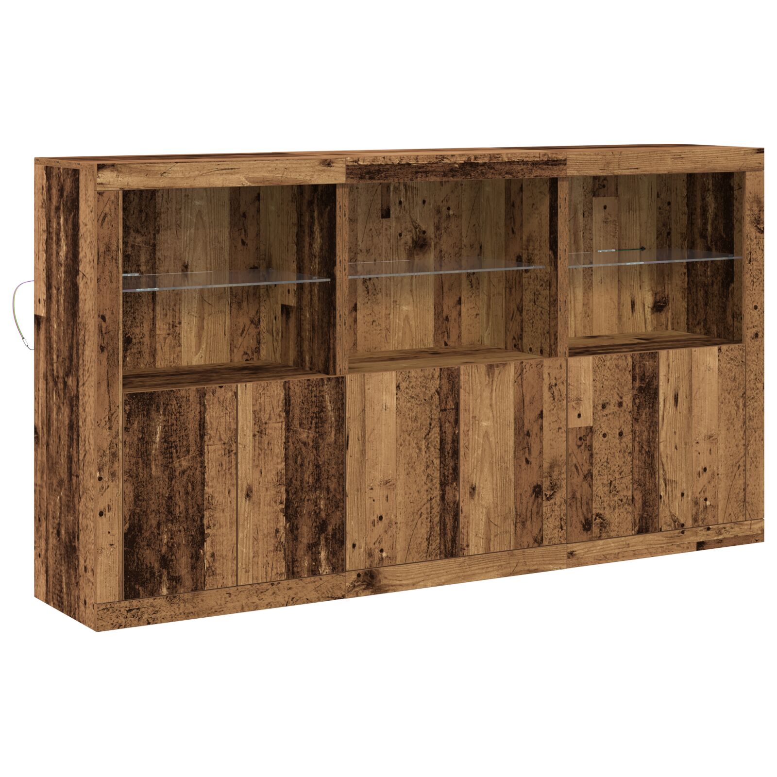 vidaXL sideboard sa LED svjetlima Staro drvo 181.5x37x100 cm Inženjersko drvo