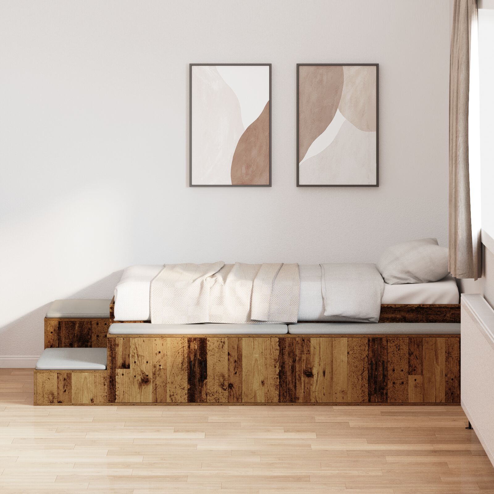 okvir kreveta Staro drvo Drvo 100 x 200 cm Pohrana
