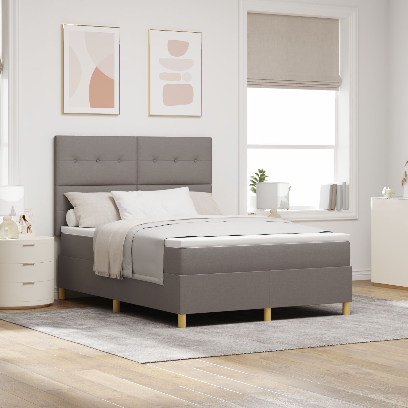 Krevet s box springom s madracem taupe 140x190 cm tkanina