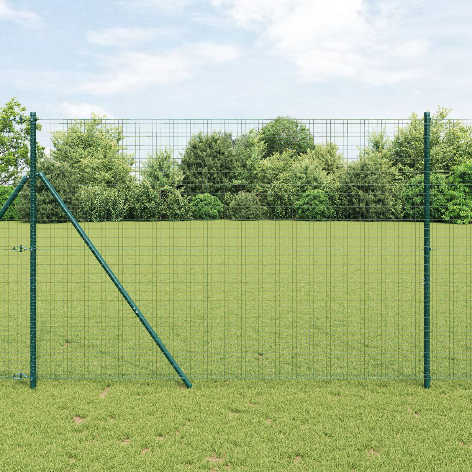 vidaXL zavarena žičana ograda s 13 stupova Zelena 1.6x25 m čelik