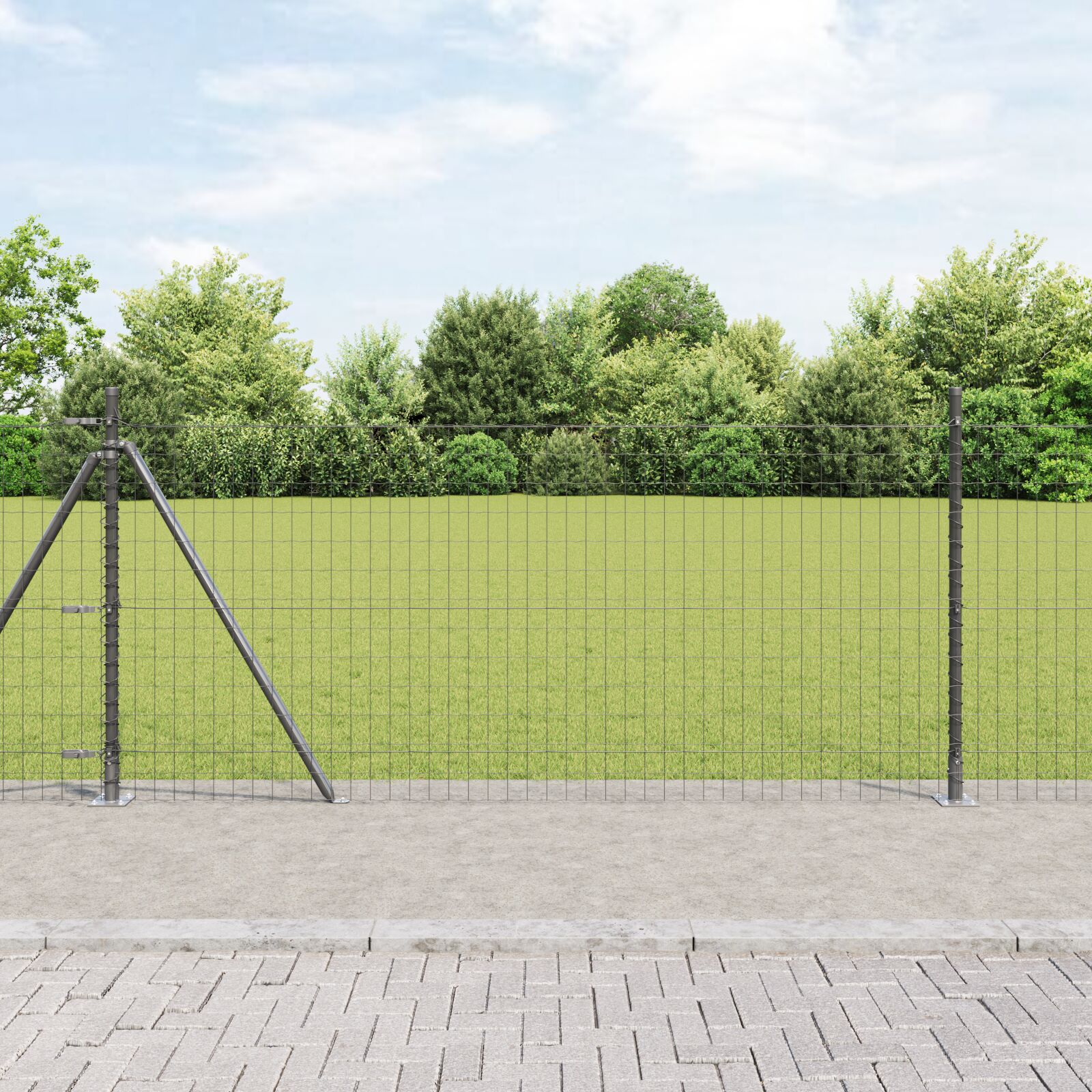 Euro Hegn med 13 Flangede Posts 1x25 m Galvaniseret Stål