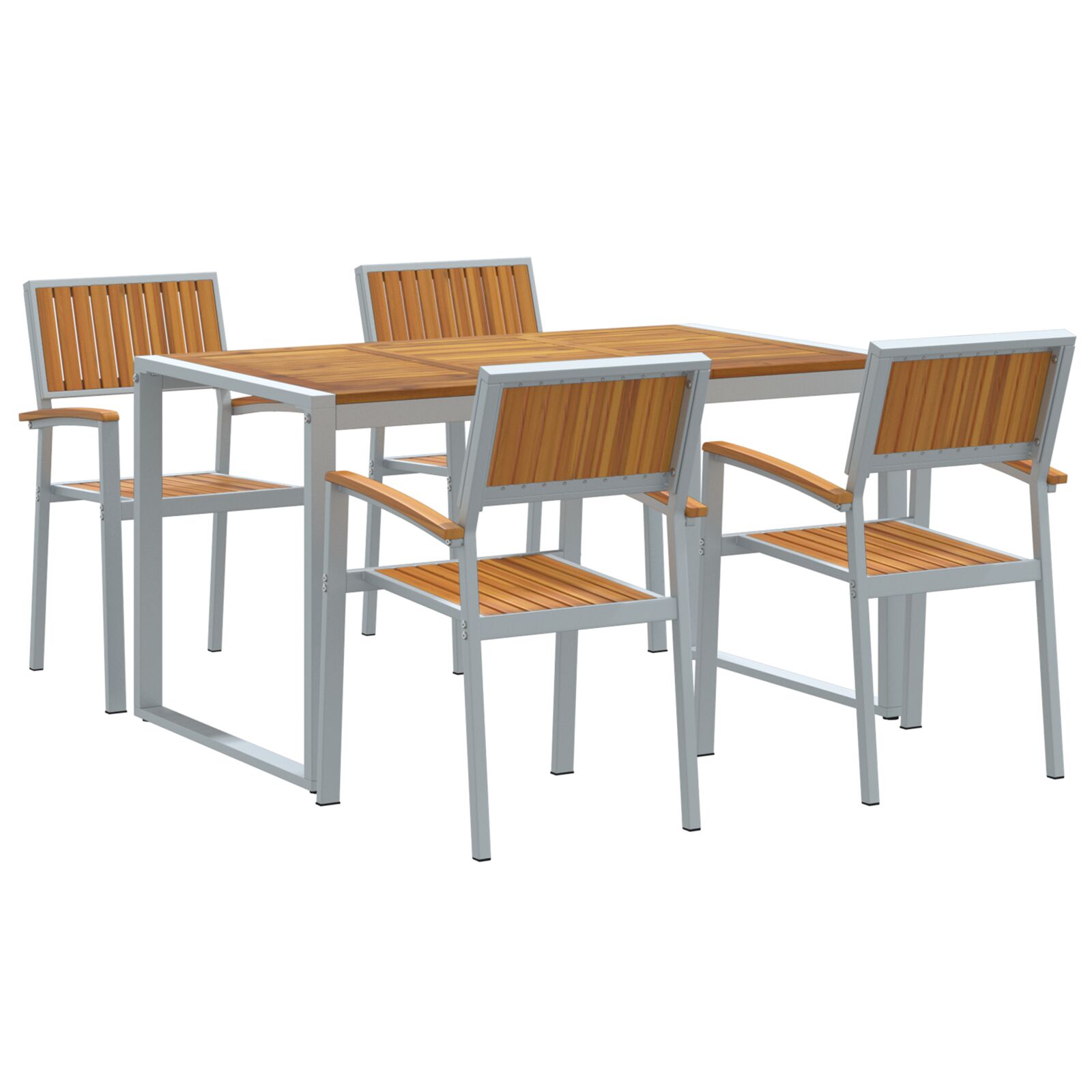 5 Pieces Have Spisebordssæt Solid Akacia og Metal