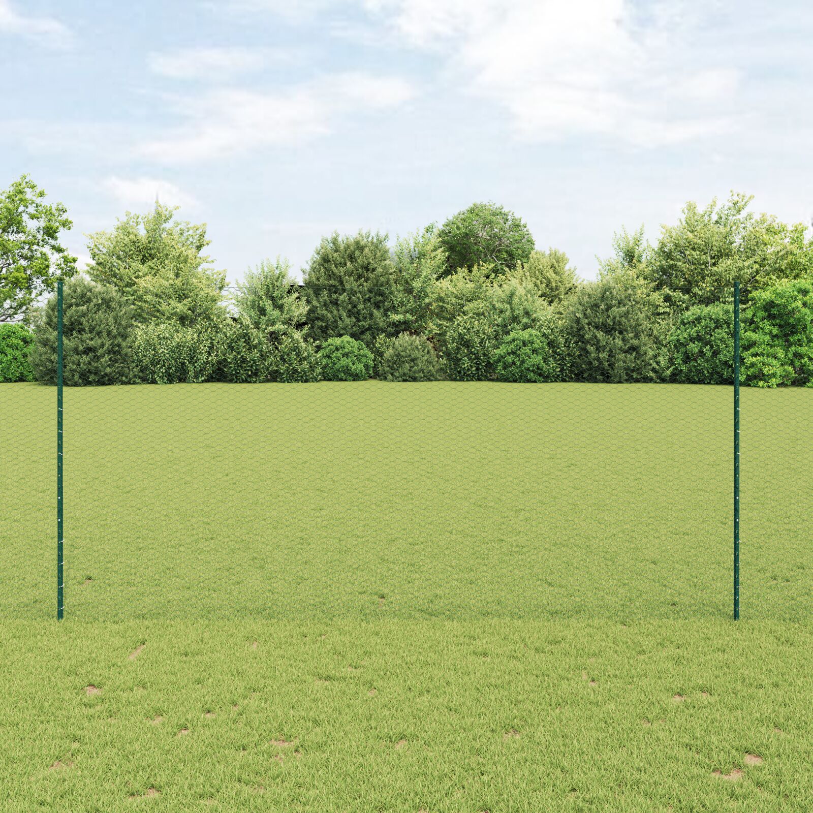 vidaXL Ograde s postovima 11 kom U-kanal zelena 150 cm čelik, vidaXL Šesterokutna ograda zelena 1.5x50 m čelik
