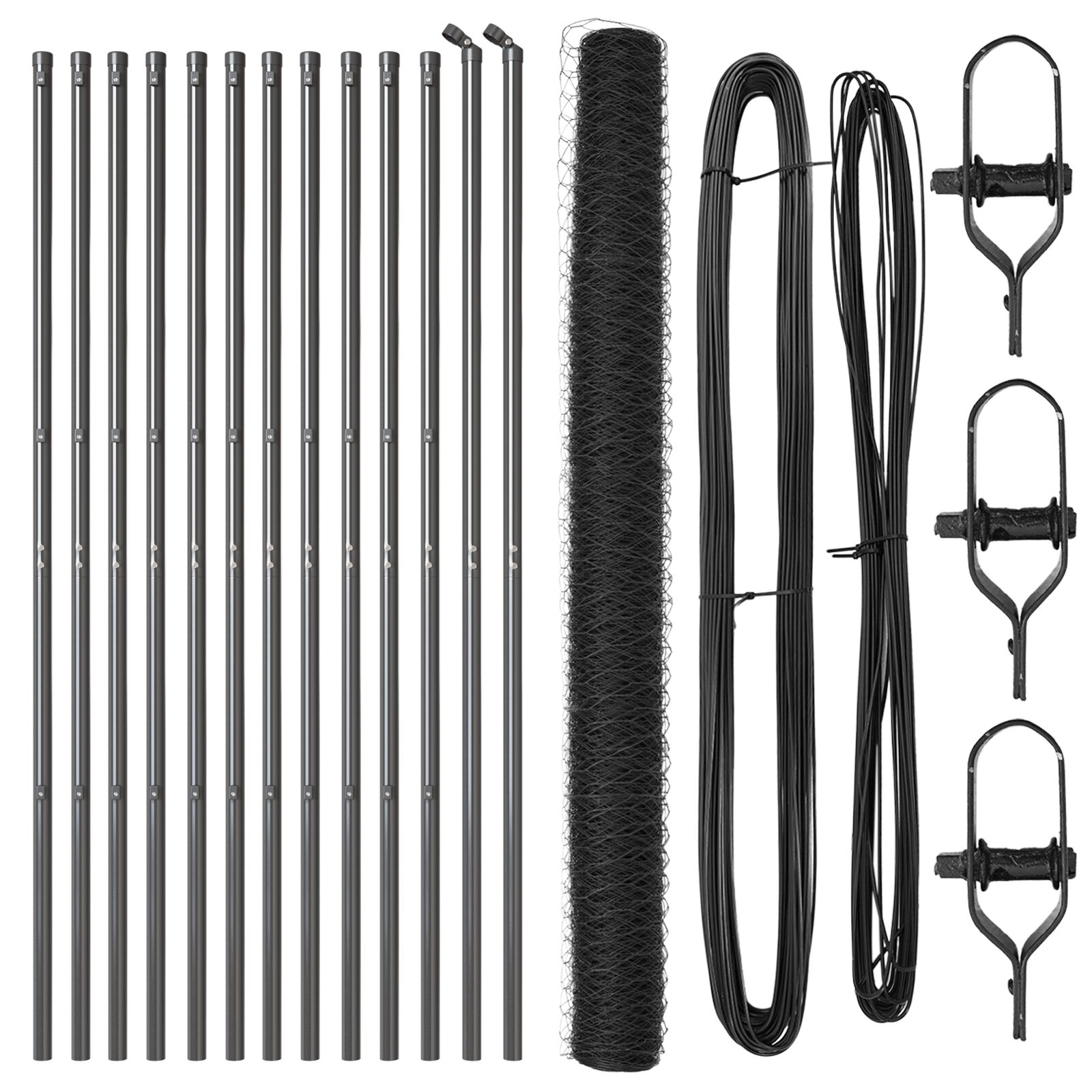 vidaXL Heksagonalna ograda Siva 1.6x25 m Čelik, vidaXL Ograda Postovi 13 kom Sivi Ø32 mm 210 cm Galvanizirani čelik