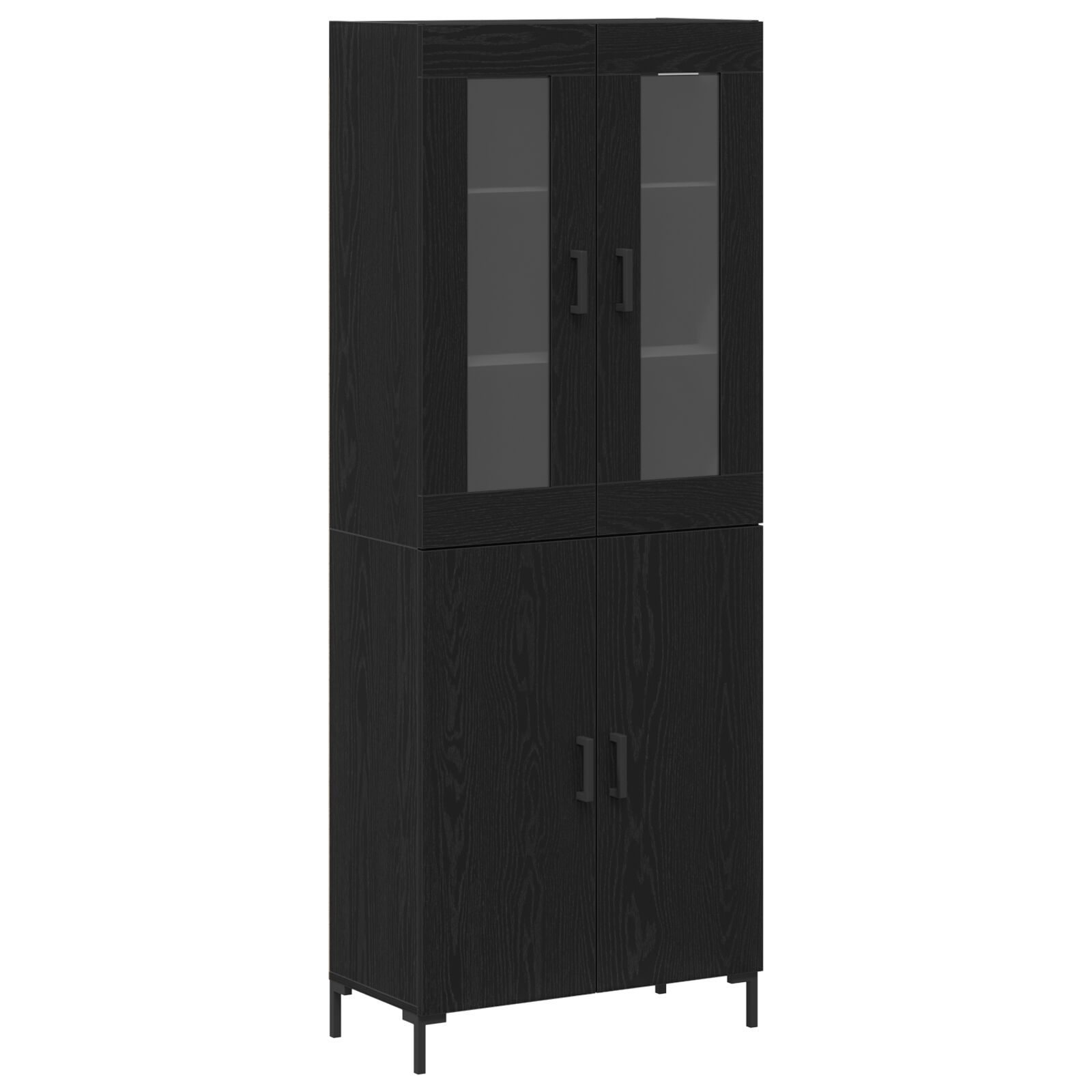 vidaXL Sideboard s zidnim kabinetom crna hrastovina inženjerski drvo