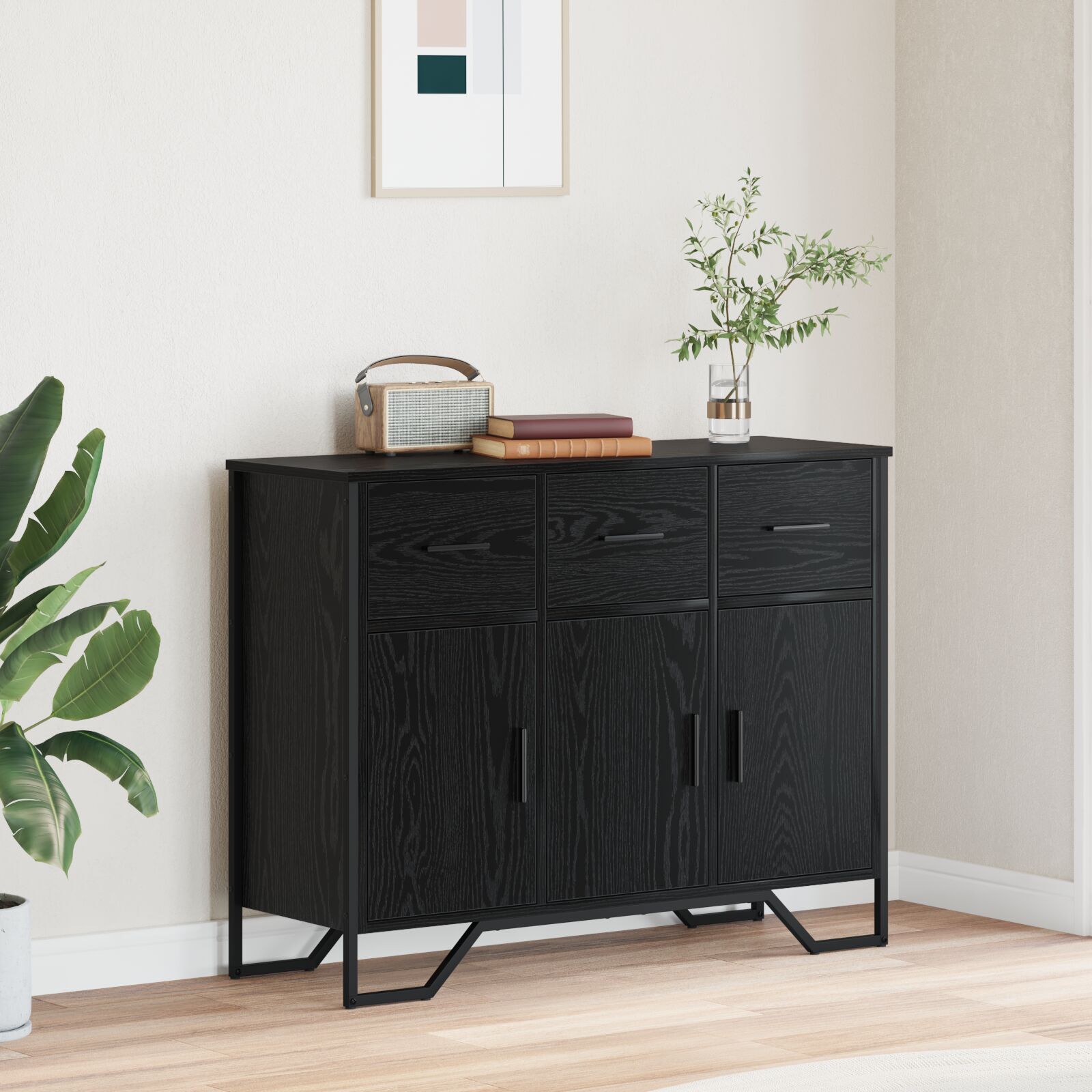 vidaXL Sideboard Schwarze Eiche 97x32,5x74,5 cm Holzwerkstoff