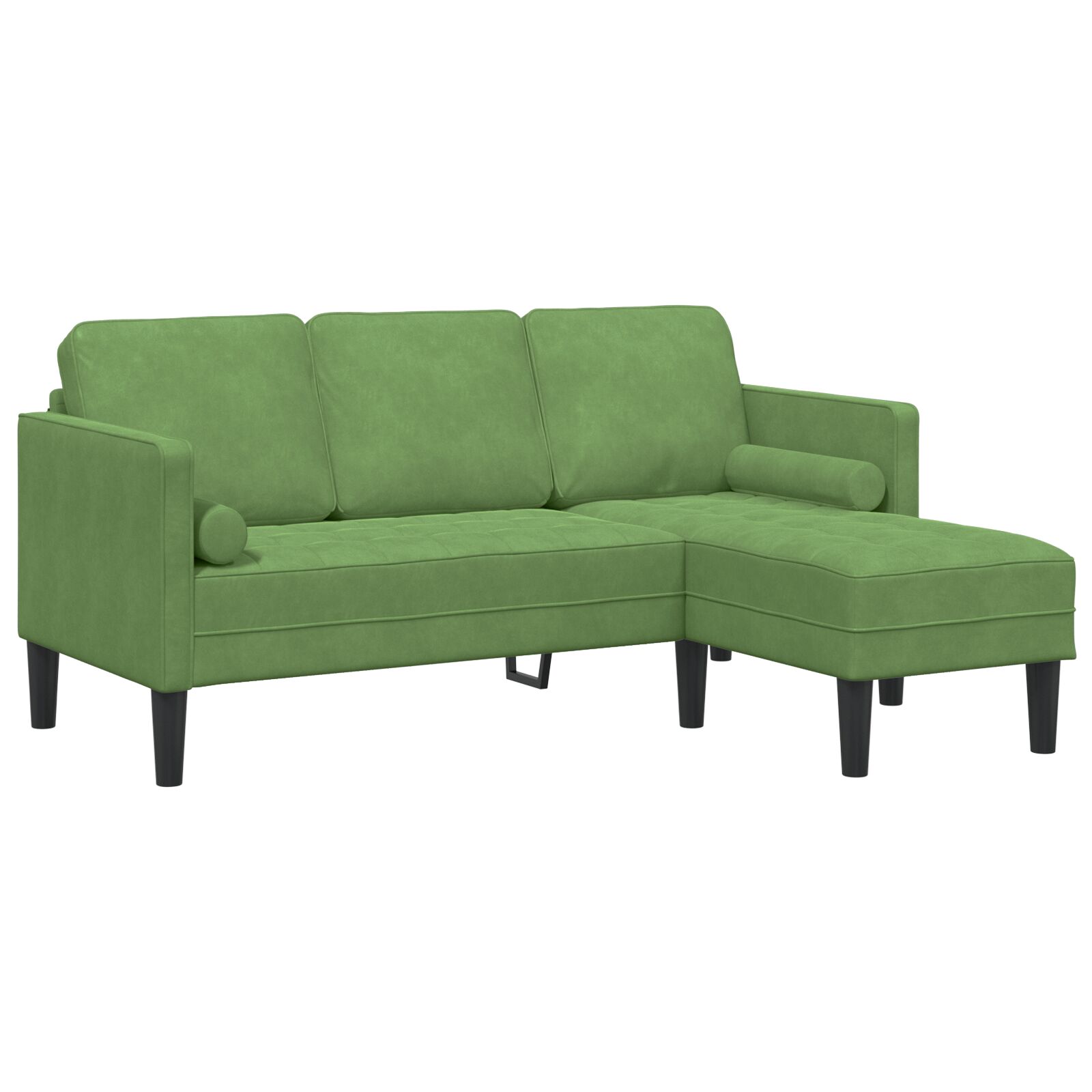 vidaXL Sofas 3-sjedala s Chaise L-oblikom svijetlozelena 160 cm pliš