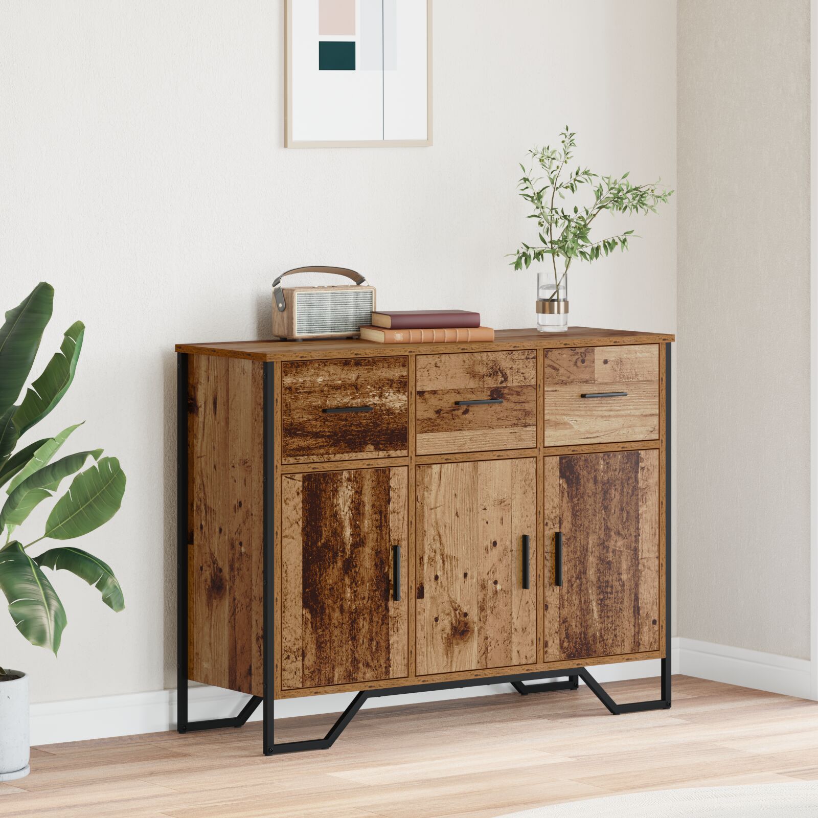 vidaXL Sideboard Altholz Eiche 97x32,5x74,5 cm