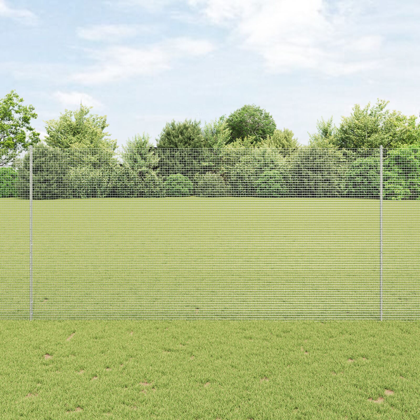 vidaXL zavarena žičana ograda s 44 U postova srebrna 1,5x50 m čelik