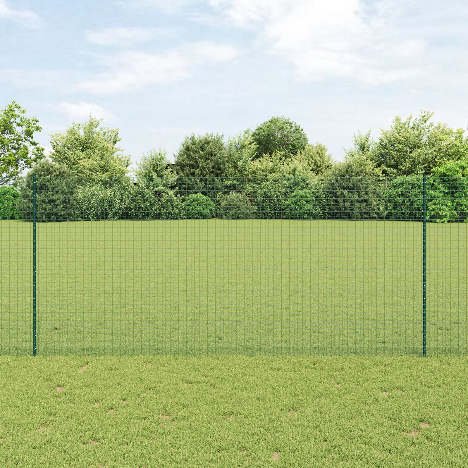 vidaXL zavarena žičana ograda s 22 U stupova Zelena 1,4x50 m čelik