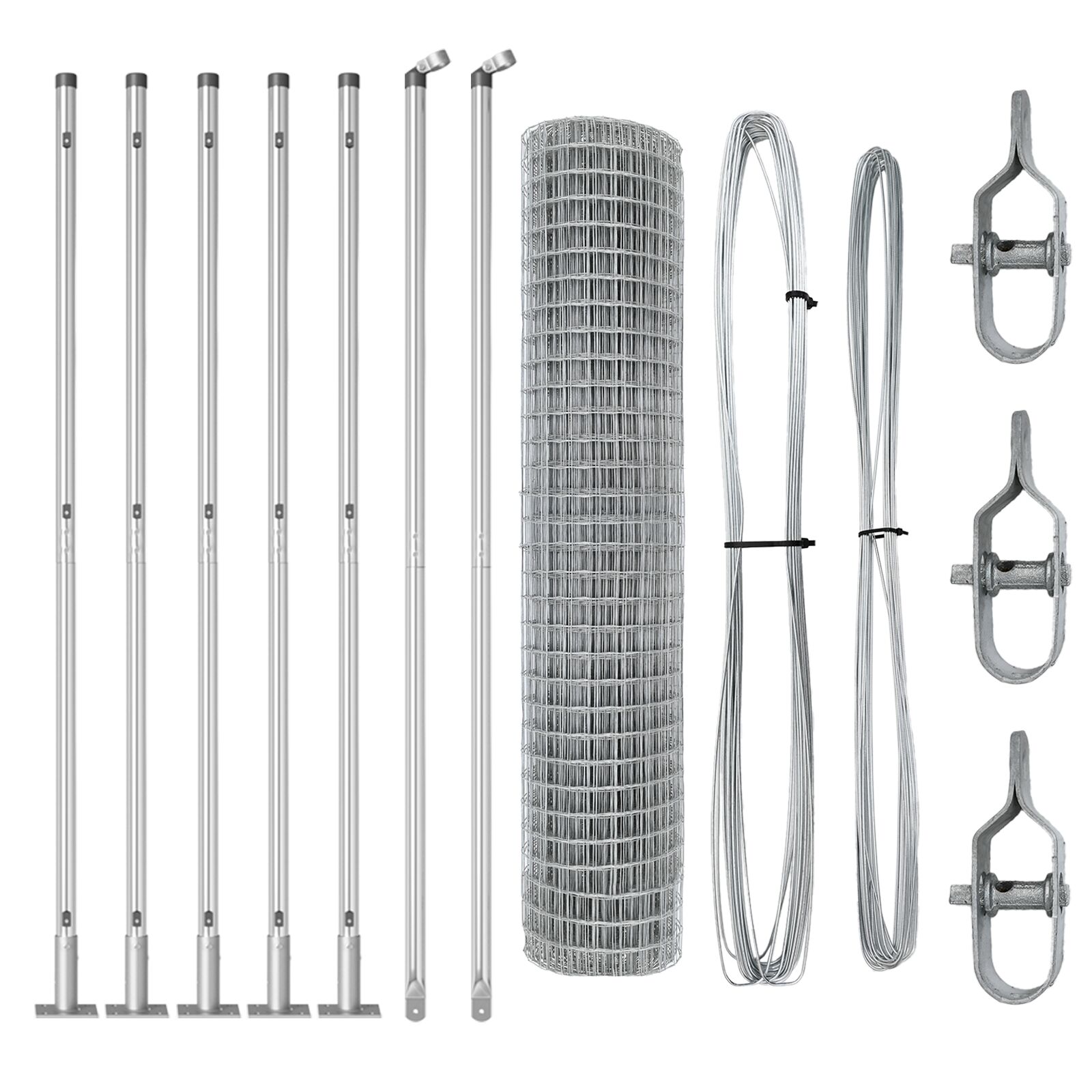 vidaXL Euro Ograda sa 7 Flanšnim Stupovima 1.6x10 m Galvanizirani Čelik