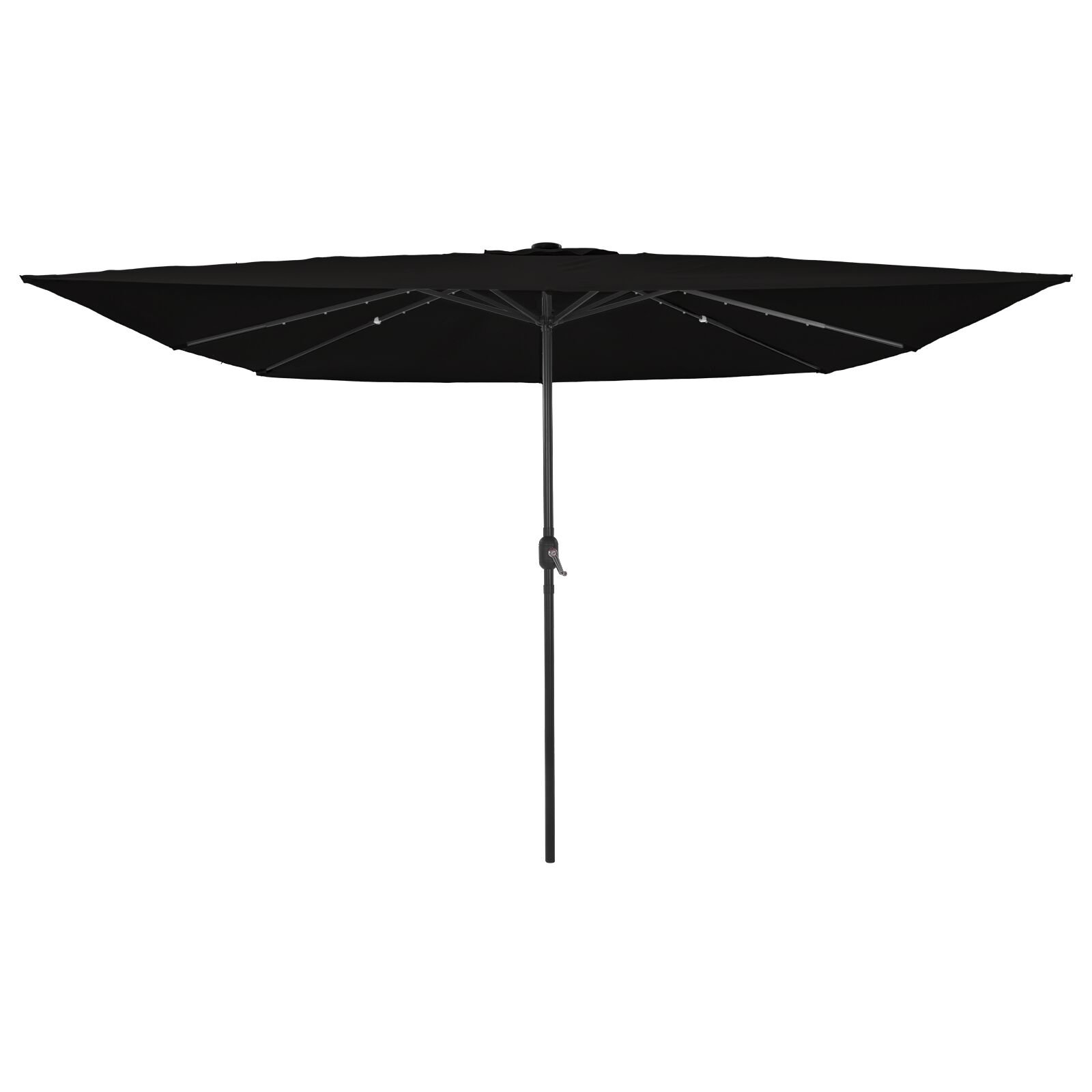 Kutni vrtni suncobran s LED svjetlima 295x245 cm Crna
