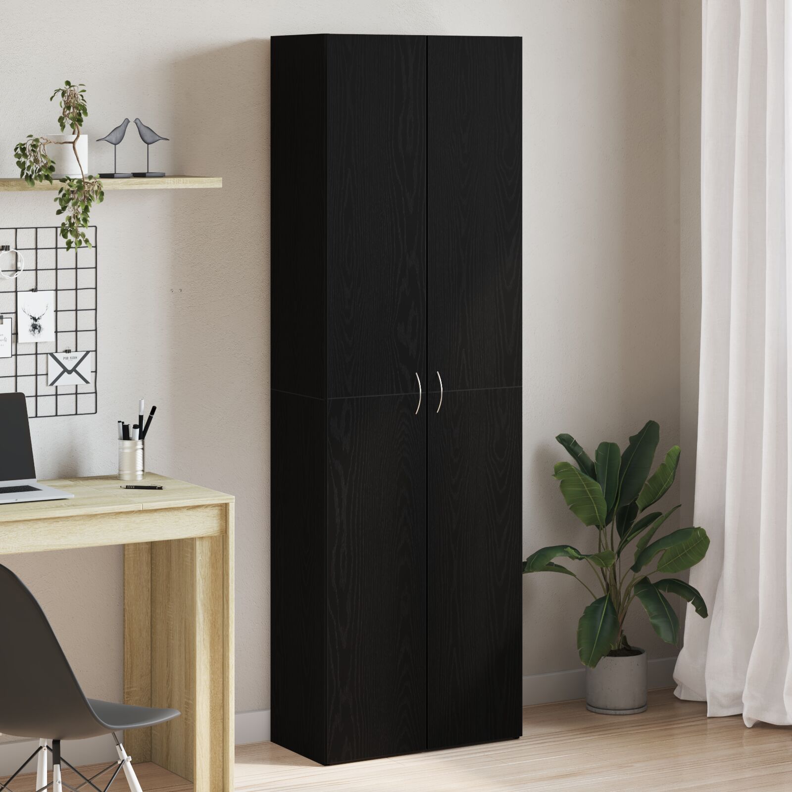 vidaXL Büroschrank Schwarz Eiche Holzwerkstoff 60 x 32 x 190 cm