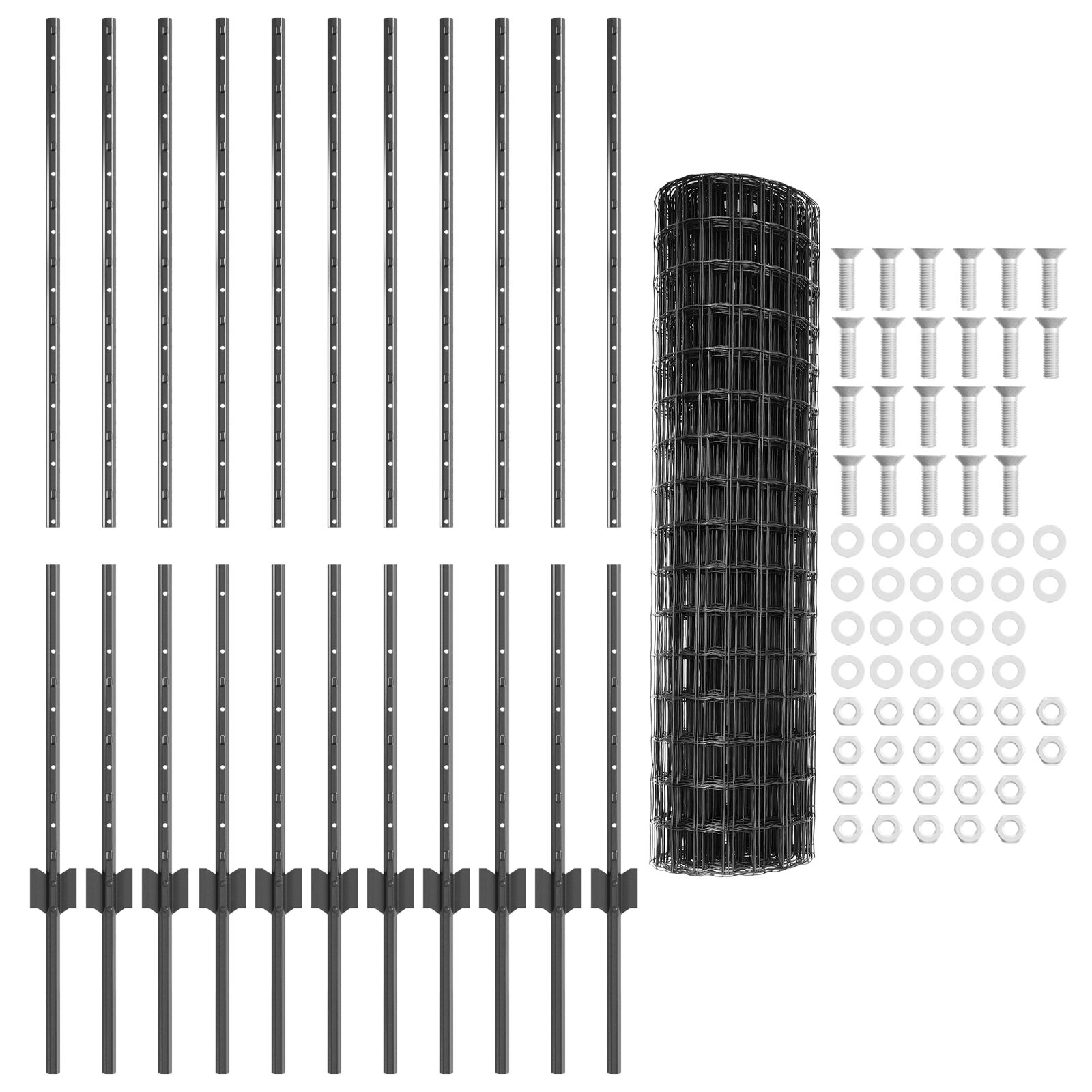 vidaXL Set ograde Set od 2 Siva Čelik s prašnom oblogom 25 x 1,2 m