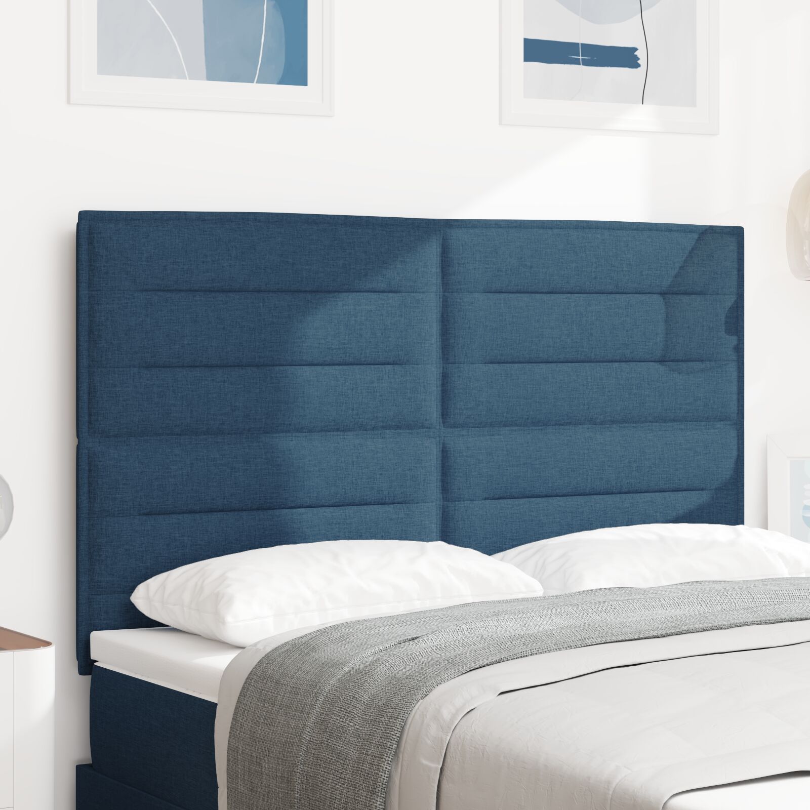 vidaXL LED Kopfteil Linien Design Blau 72 cm Stoff
