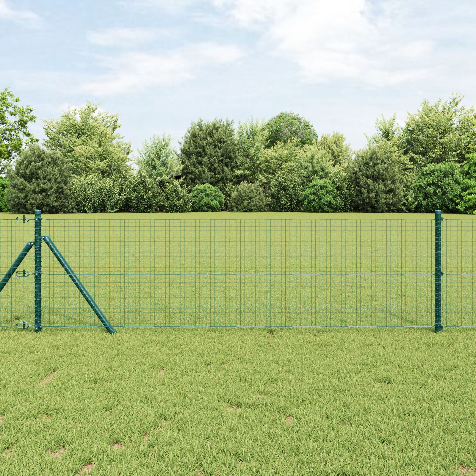 vidaXL zavarena žičana ograda s 13 postova Zelena 0.8x100 m Čelik
