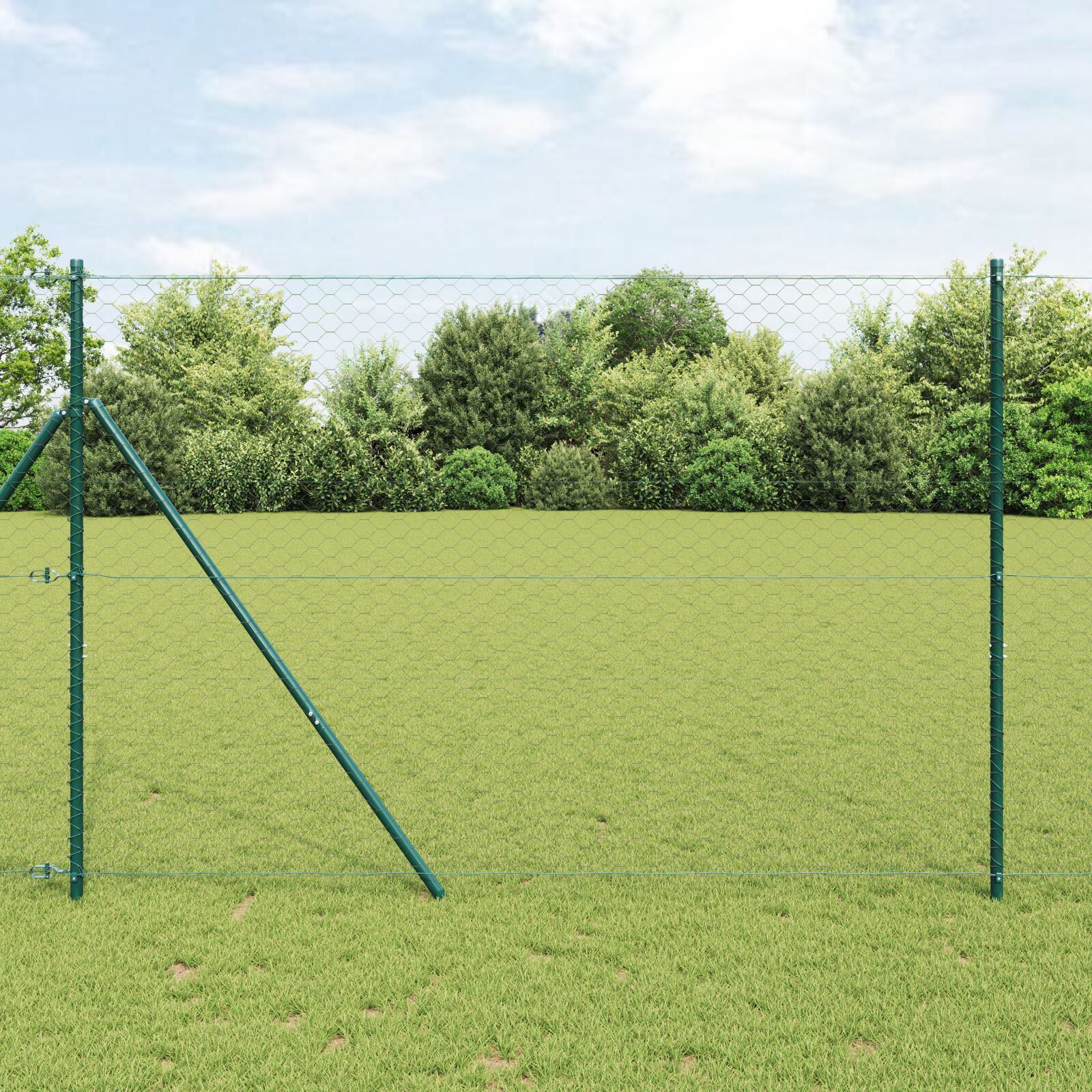 Hexagon hegn Grå 1,5x100 m Stål, vidaXL hegnspæle 13 stk Grøn Ø32 mm 200 cm Galvaniseret stål