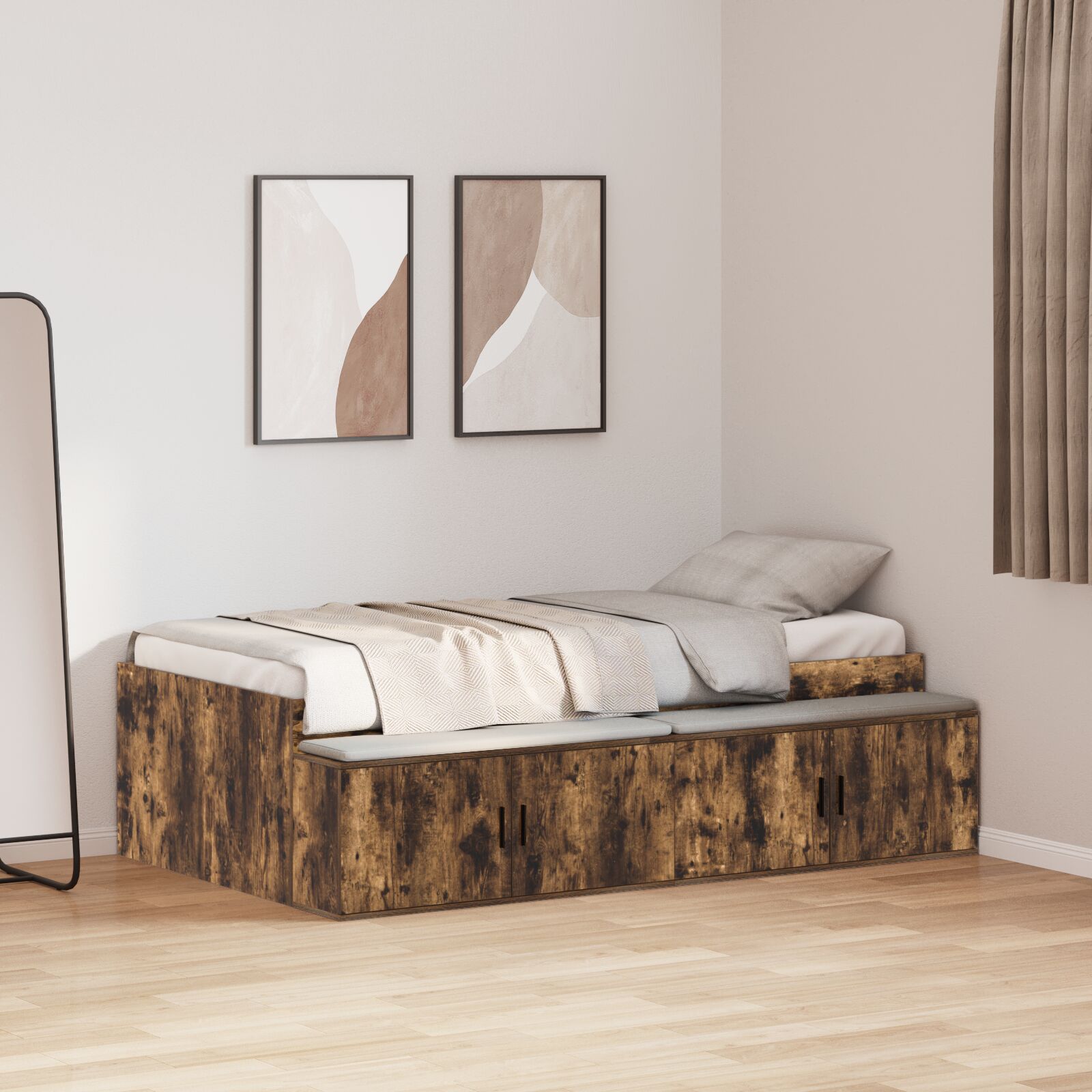 Ladustamisvoodi raam Suitsetatud tamm 90x190 cm