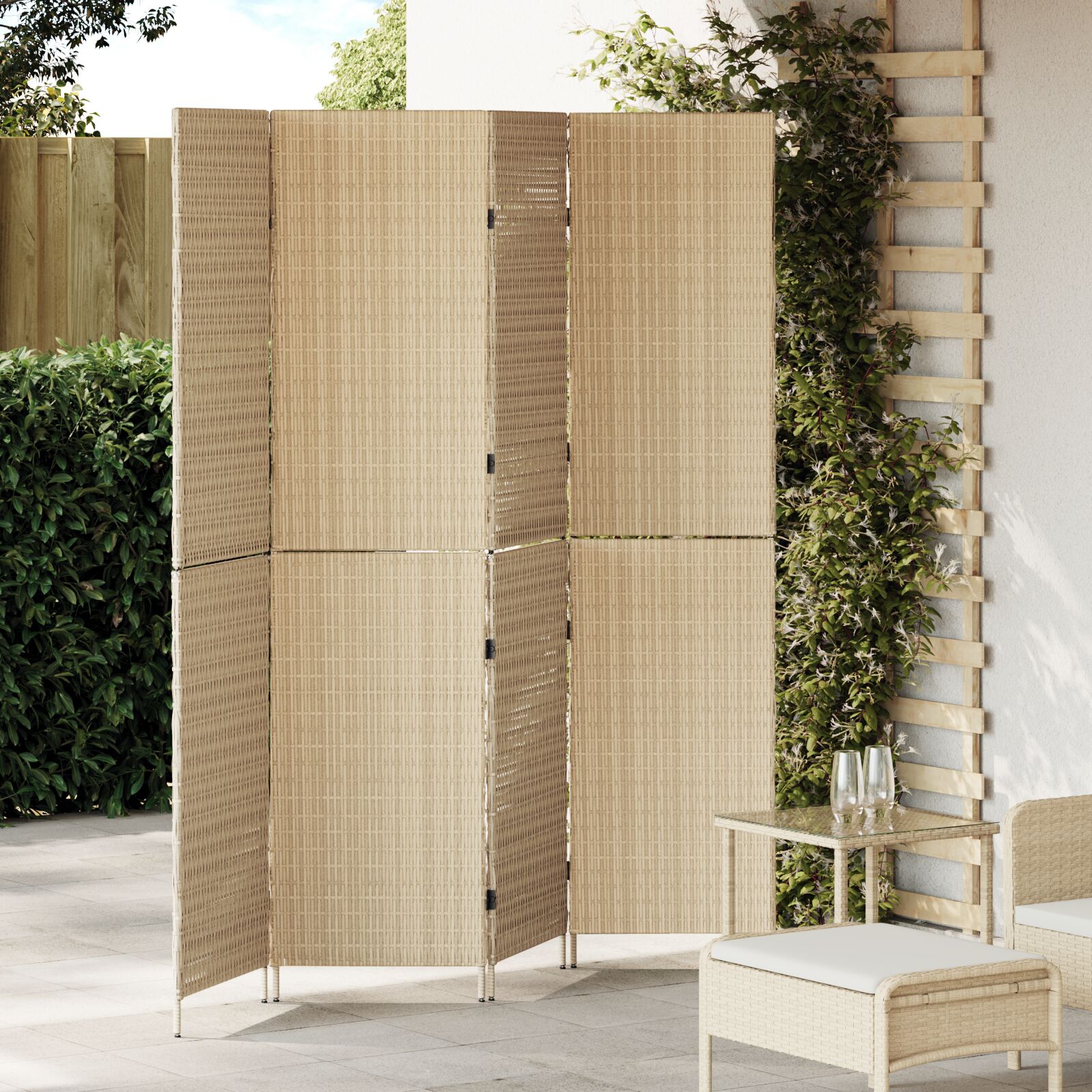 Kamerschermen Beige Rattan Hoog Opvouwbaar Kamerscherm