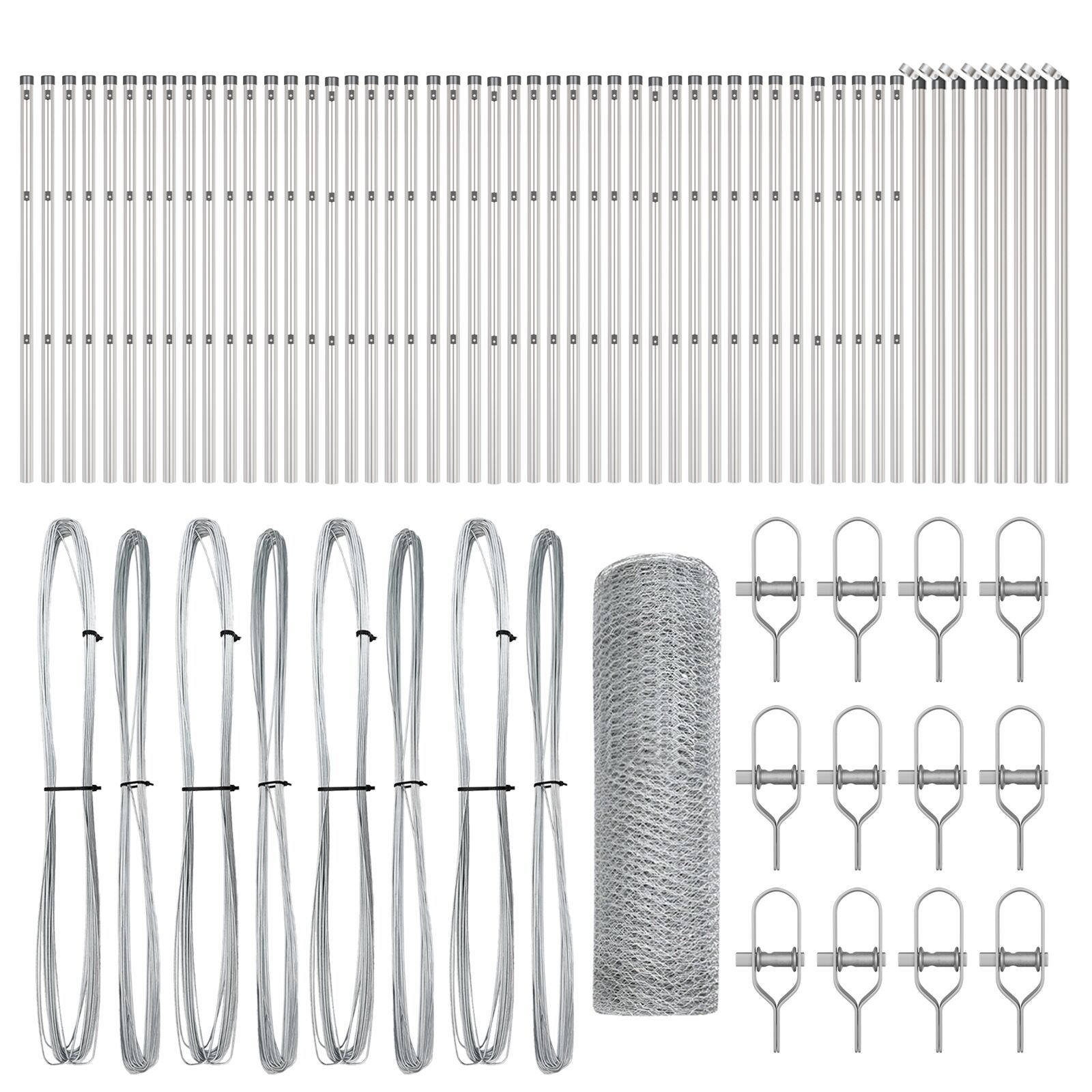 vidaXL heksagonalna ograda 0.6x100 m galvanizirani čelik, vidaXL stupovi za ogradu 13 kom Ø32 mm 100 cm galvanizirani čelik