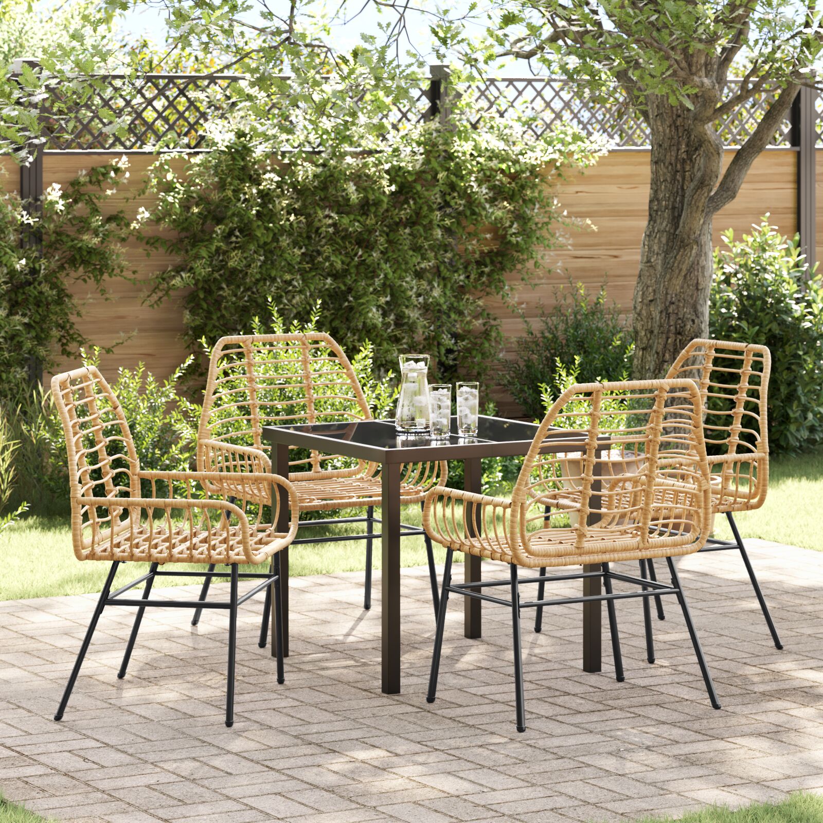 vidaXL 5-teiliges Garten-Essgruppe Braun Poly-Rattan