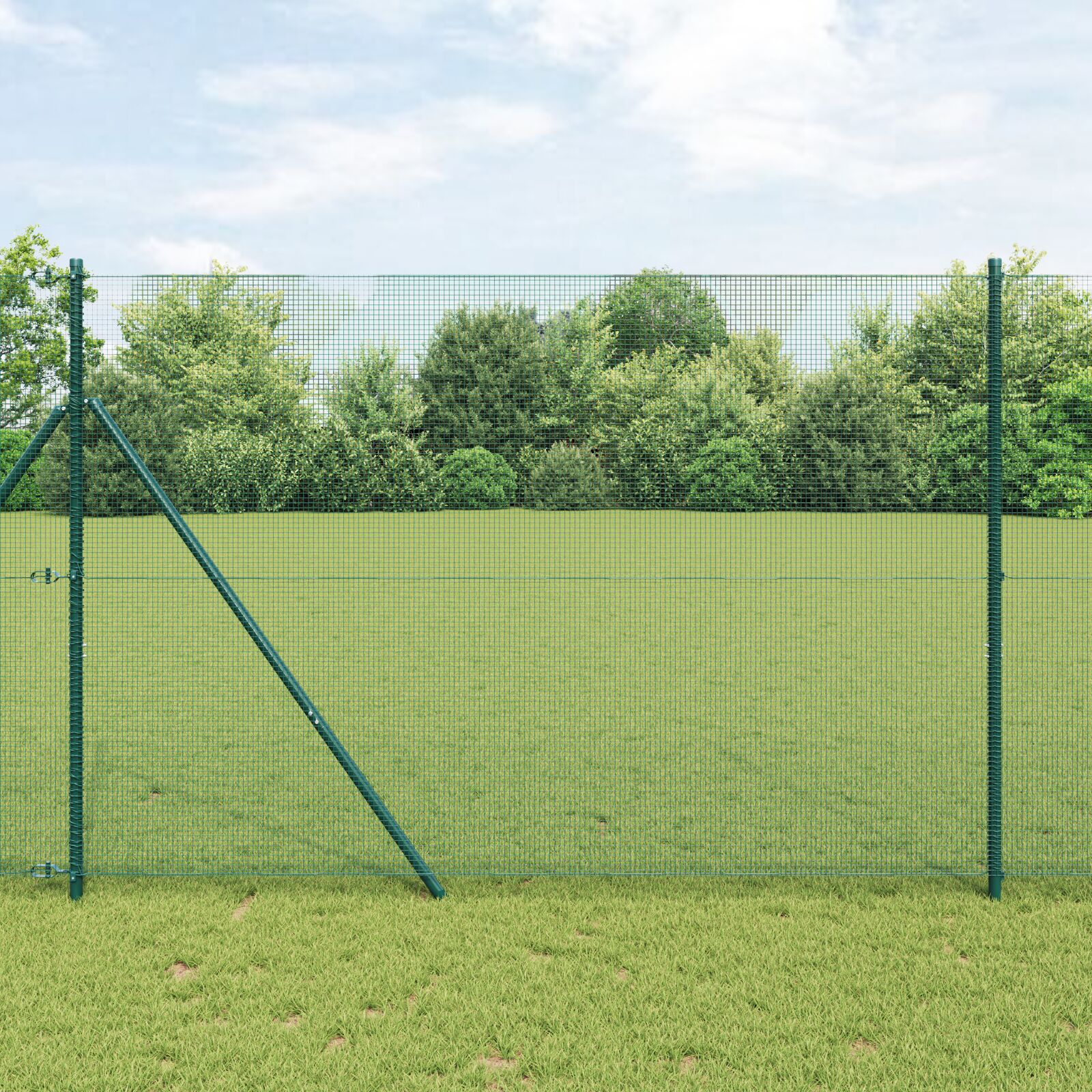 vidaXL Zavarena Ograda s 13 Stupova Zelena 1.6x25 m Čelik