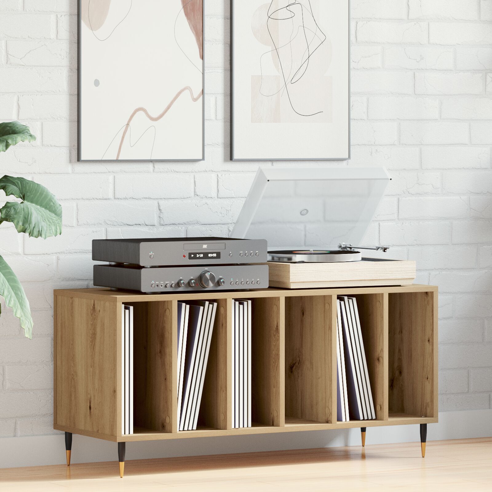 vidaXL Record Cabinet Alte Holz 100x38x48 cm Ingenieurholz