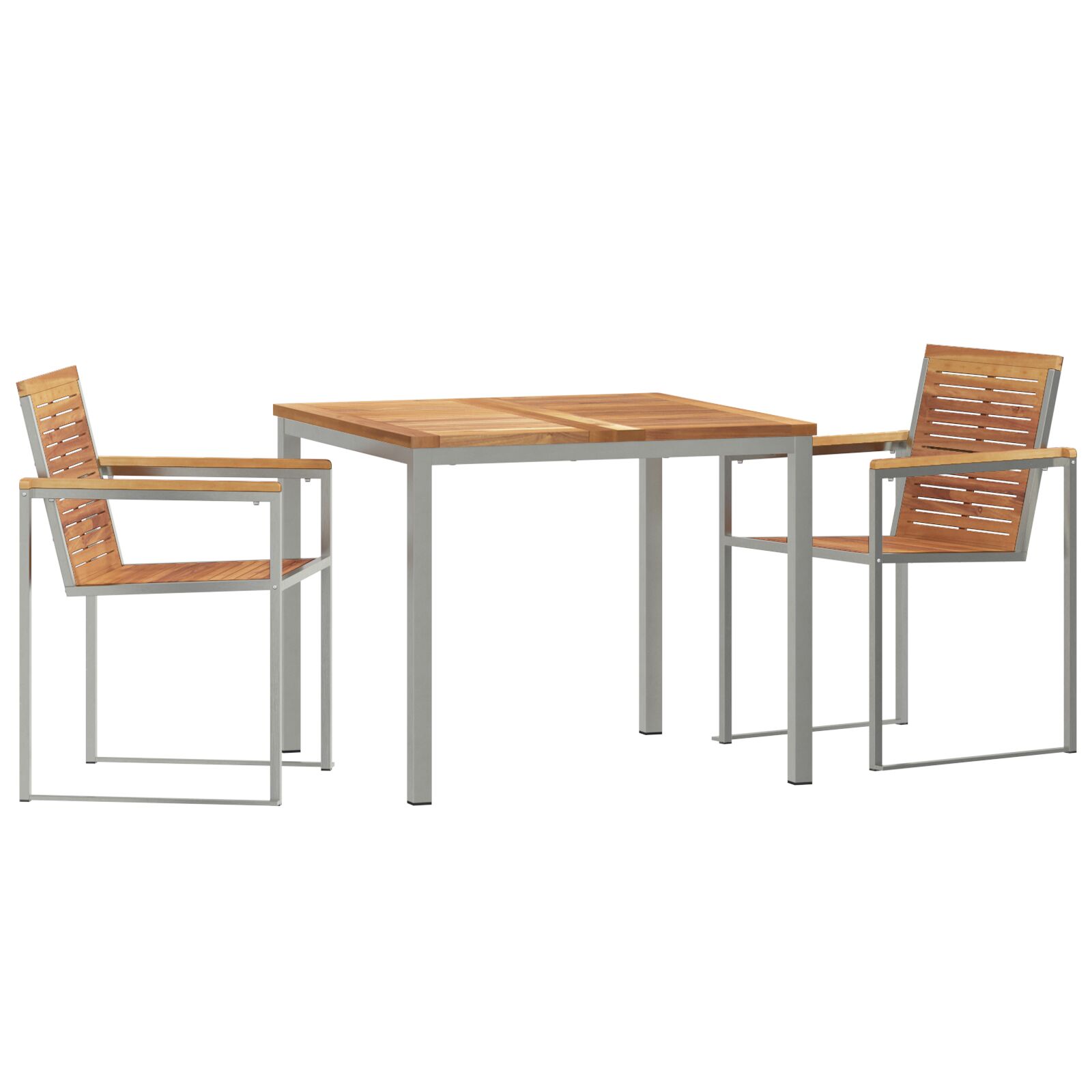 3 Stykke Have Spisebordssæt Massivt Teaktræ, vidaXL Udendørs Spisebord 90x90x74,5 cm Massivt Teaktræ