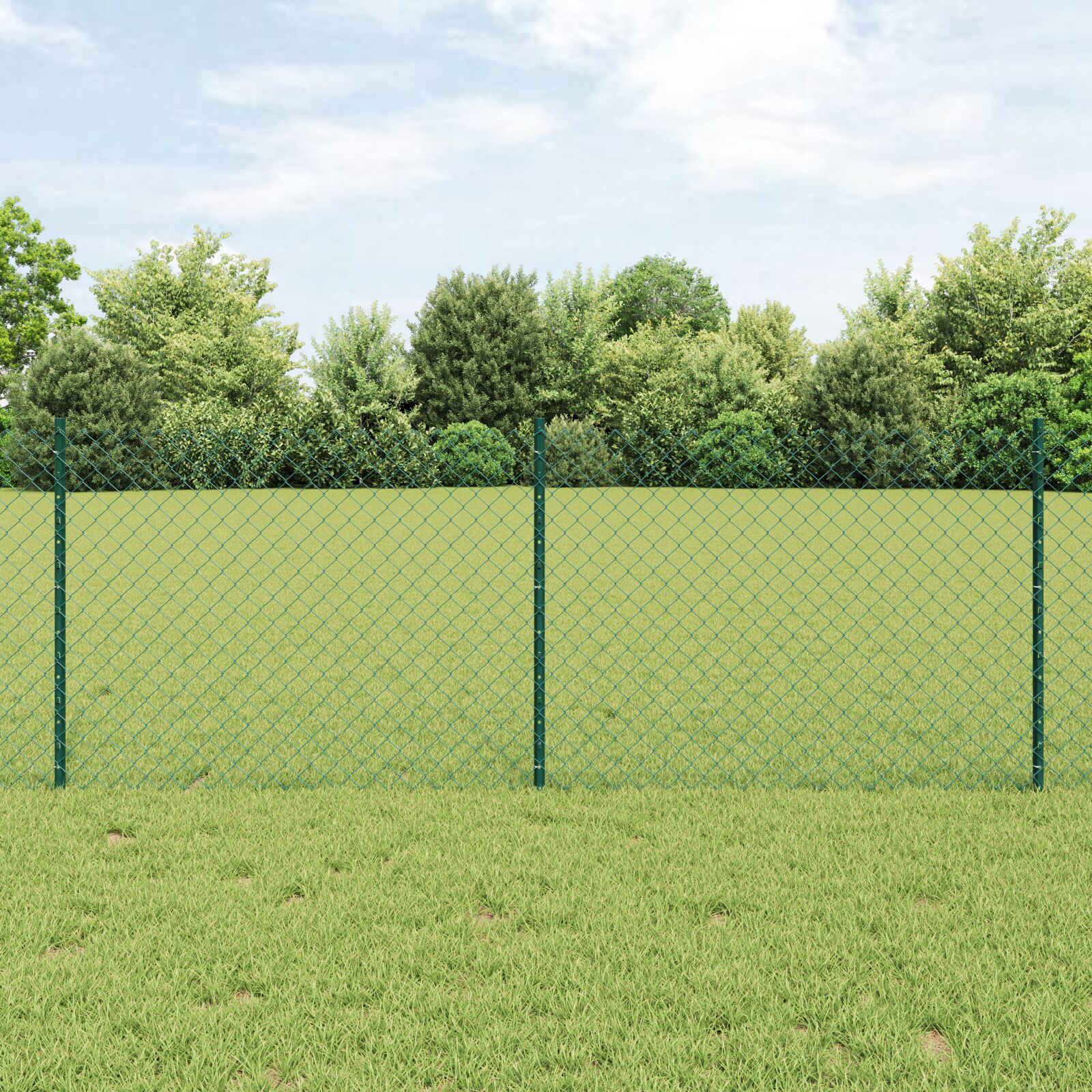 vidaXL Ograda od lančane poveznice s 22 U stupa Zelena 0.8x25 m čelik