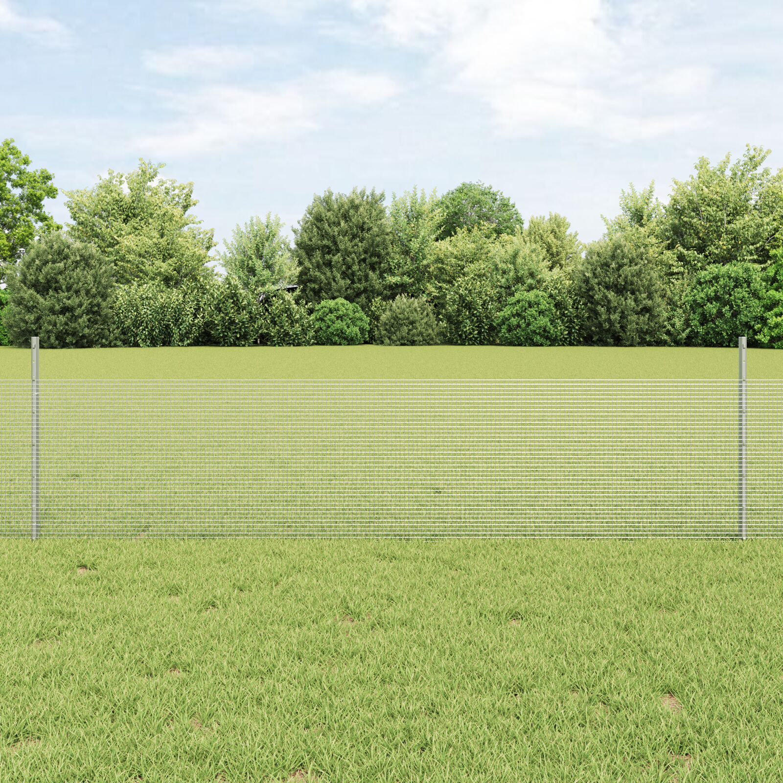 vidaXL zavarena žičana ograda s 44 U postova srebrna 0.5x100 m čelik