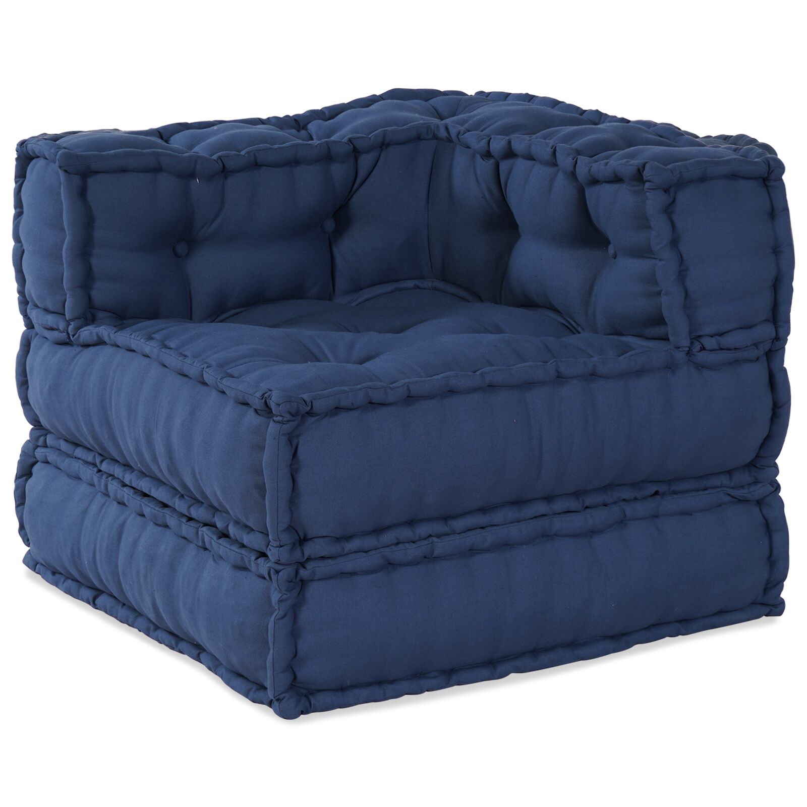 vidaXL Pouffe Set von 4 Indigo Baumwolle 70 x 70 x 54 cm Stuhlkissen