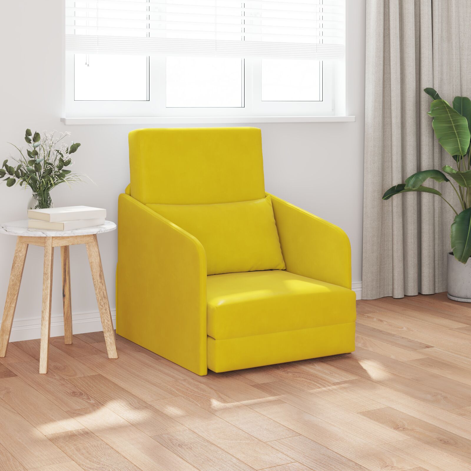vidaXL Vloer Sofa Bed 2-in-1 Geel 65x80x83 cm Fluweel