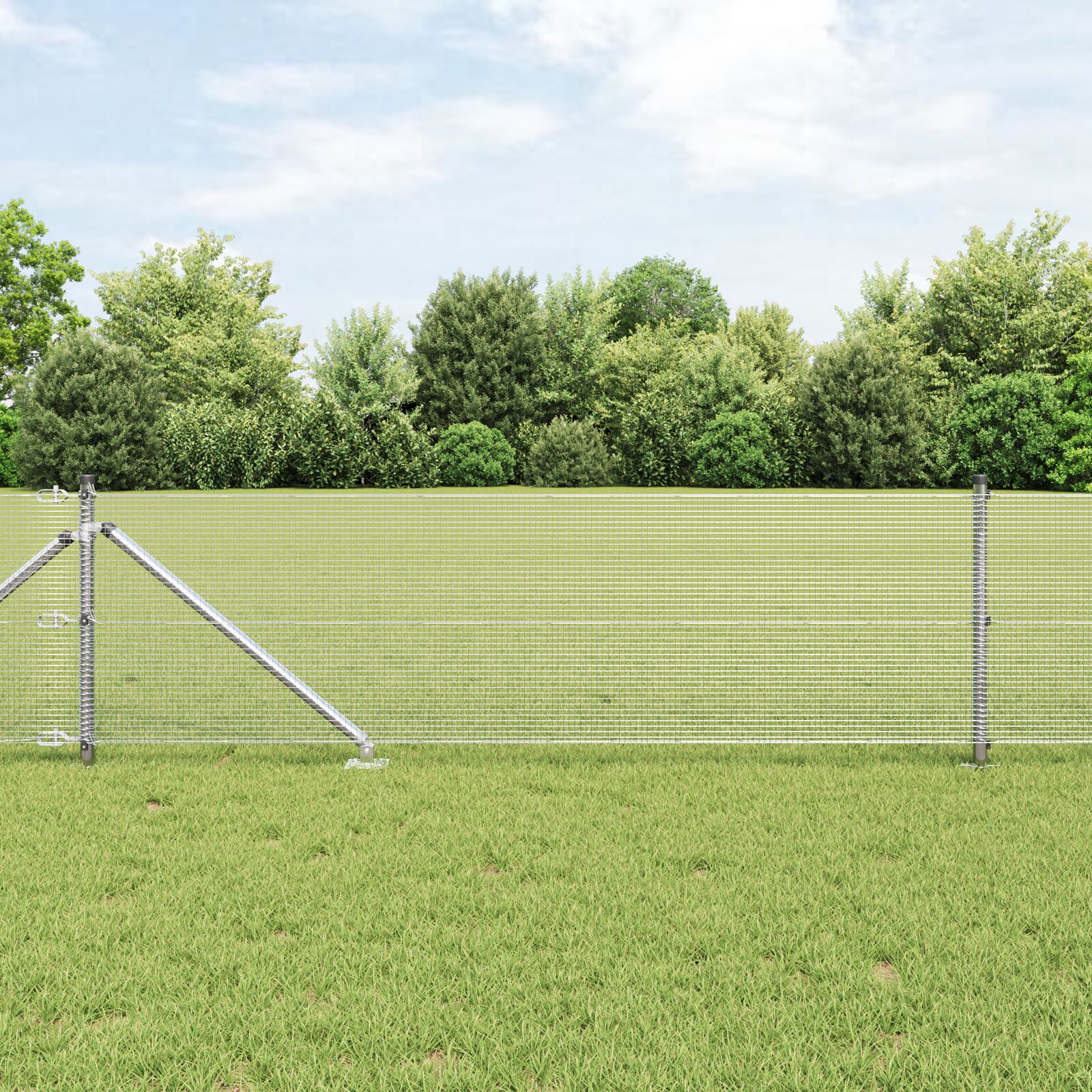 vidaXL zavarena žičana ograda s 13 šiljastih postova 0.6x25 m galvanizirani čelik