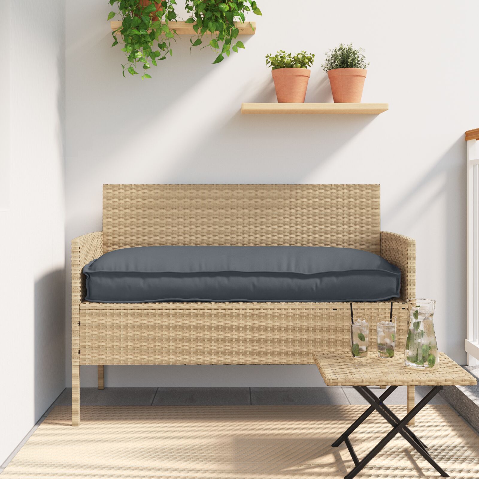 vidaXL Gartenkissen Anthrazit Polyester 110 cm x 40 cm x 8 cm