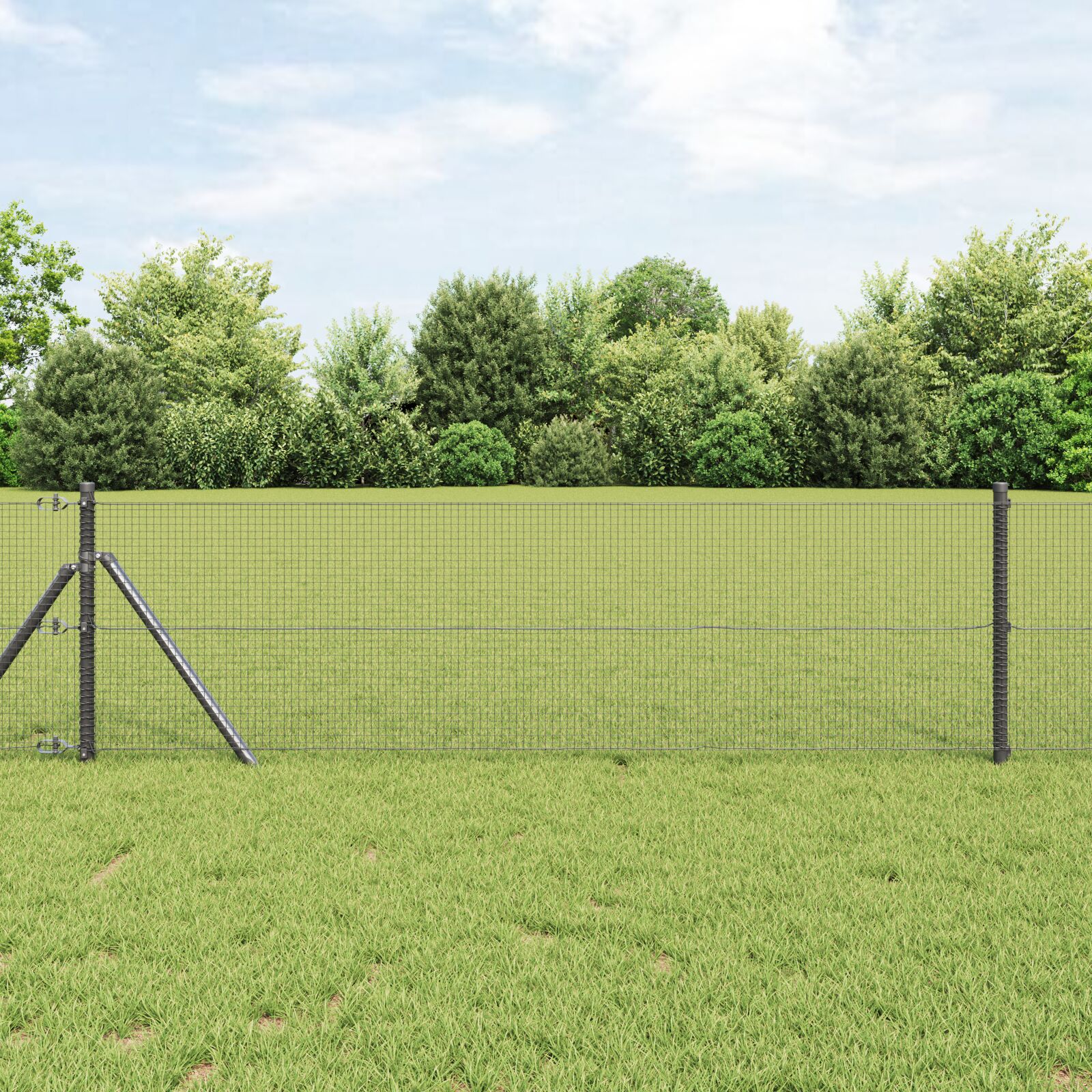 vidaXL zavarena žičana ograda s 13 stupova siva 0.8x50 m čelik