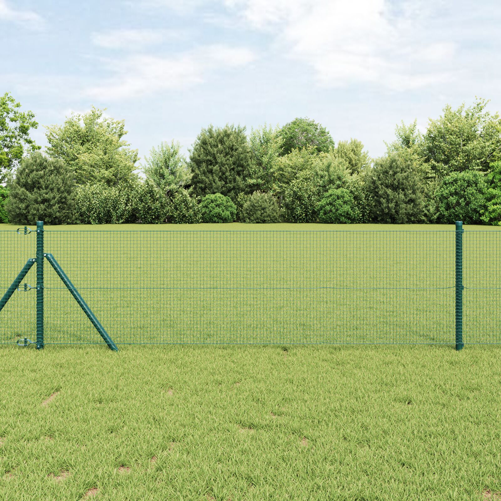 vidaXL Zavarena žičana ograda  s 13 stupova Zeleno 0.6x50 m Čelik