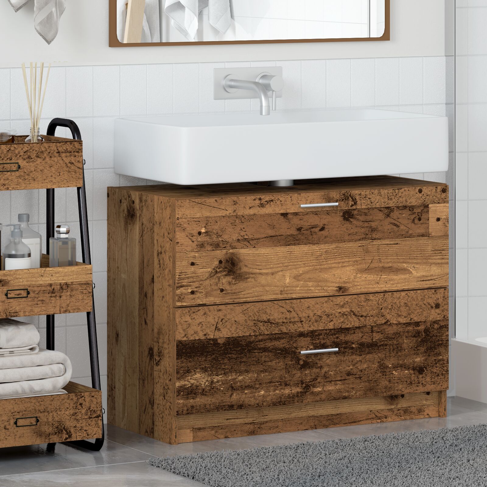 vidaXL Waschbeckenunterschrank Altholz 78x37x59 cm Holz