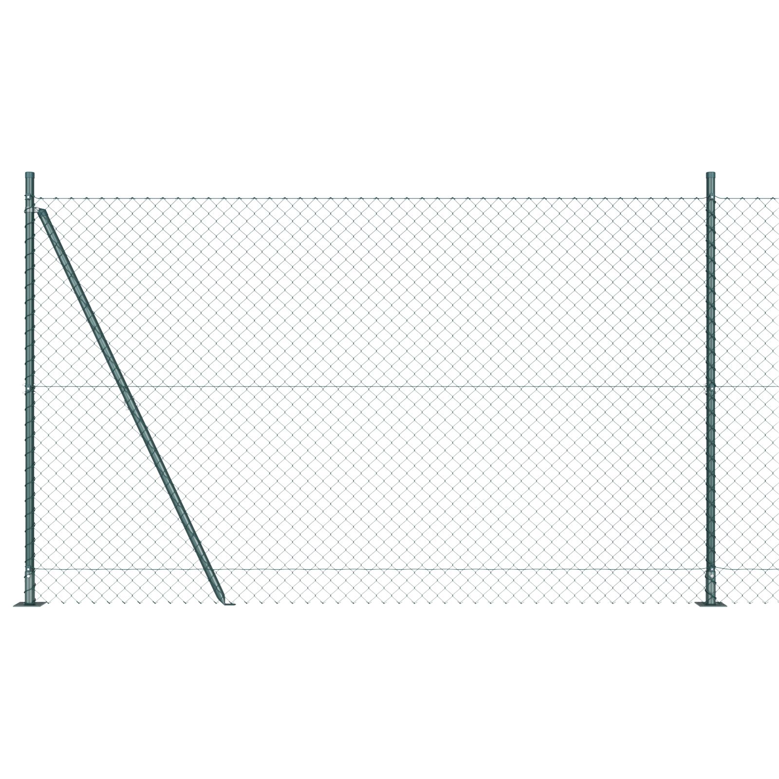 vidaXL Ograda od lančane mreže s 7 flandriranih stupova 1.6x10 m od galvaniziranog čelika