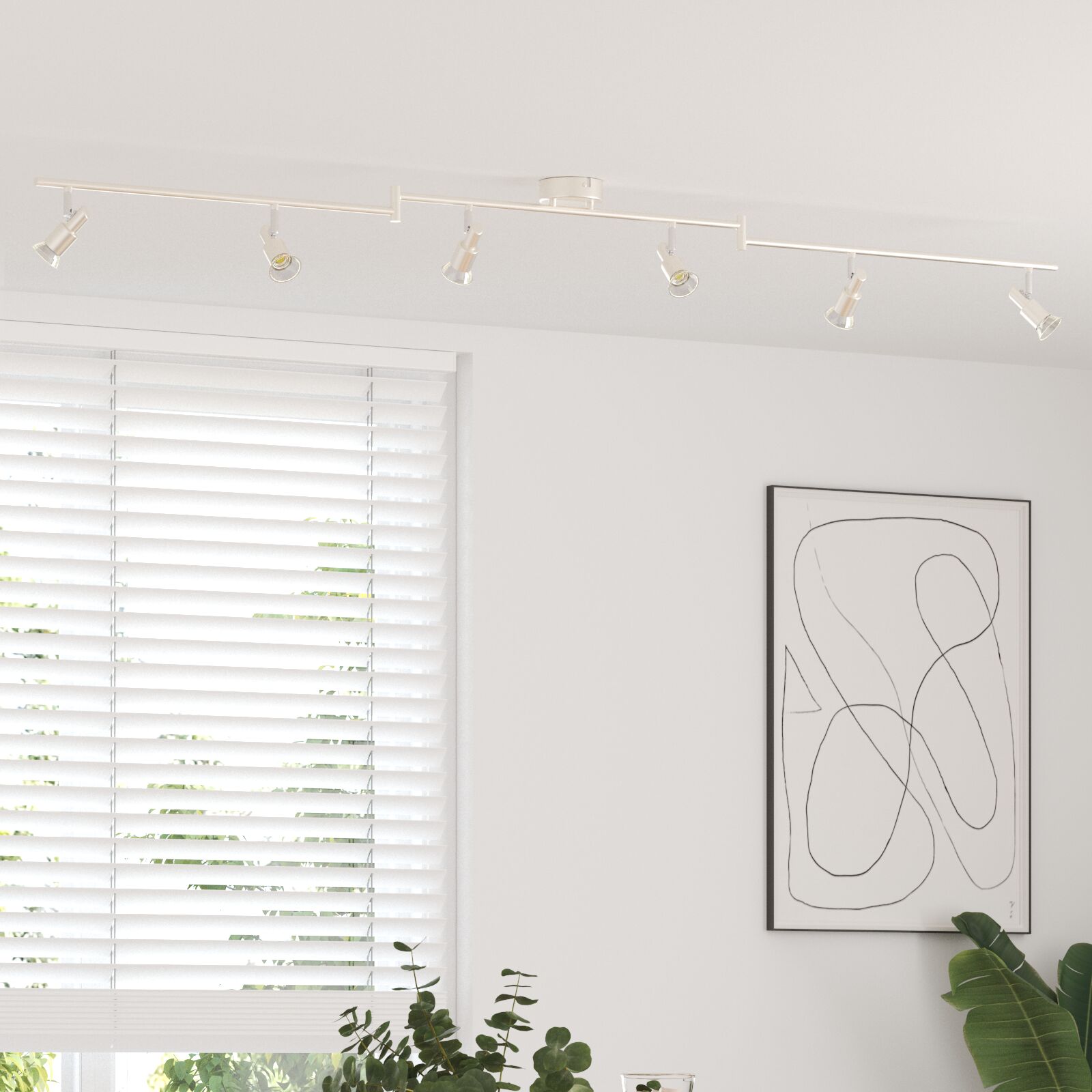 Loftspotlight 6 Vejs Justerbar Børstet Nikkel GU10