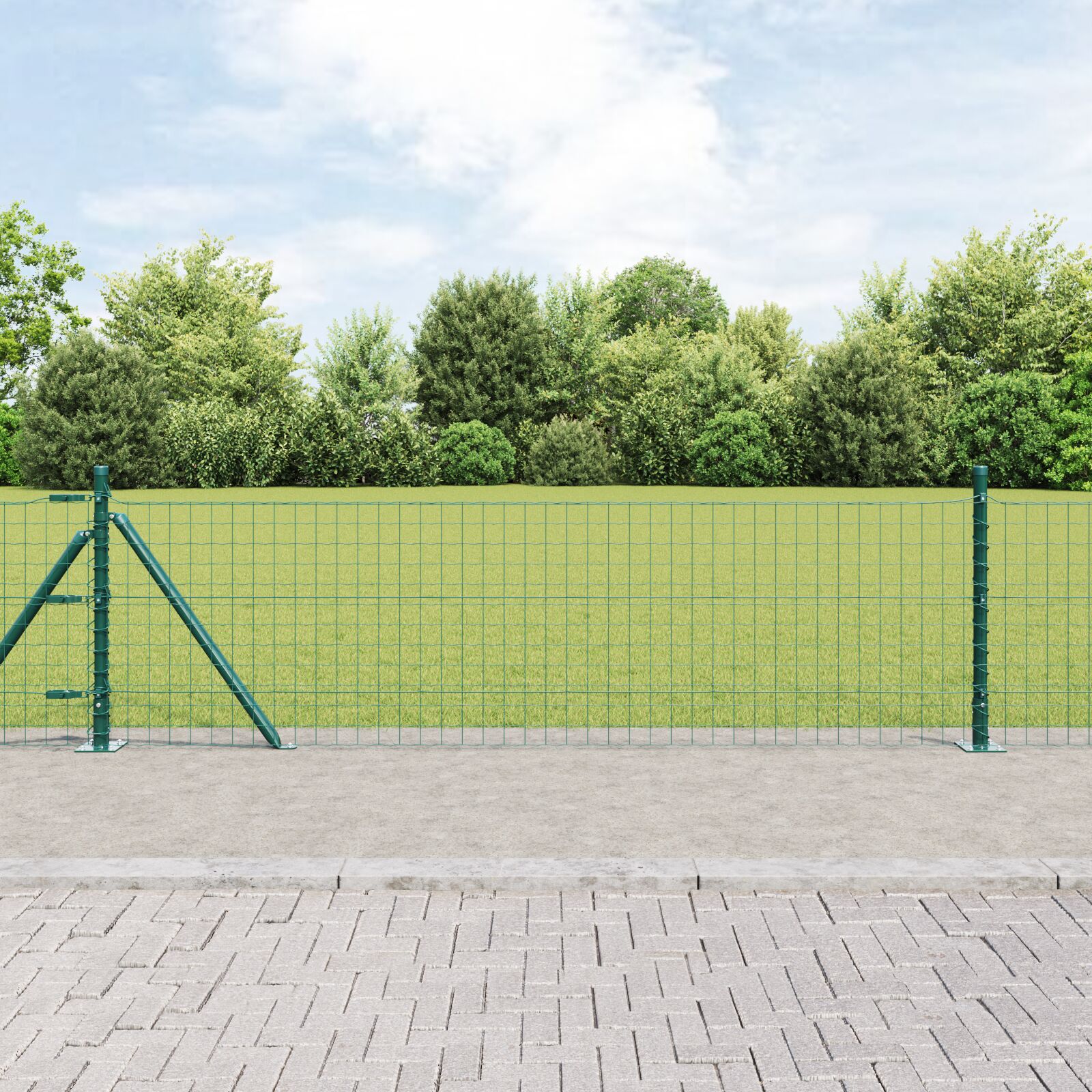 Euro Heg med 7 Flangede Posts 0,6x10 m Galvaniseret Stål