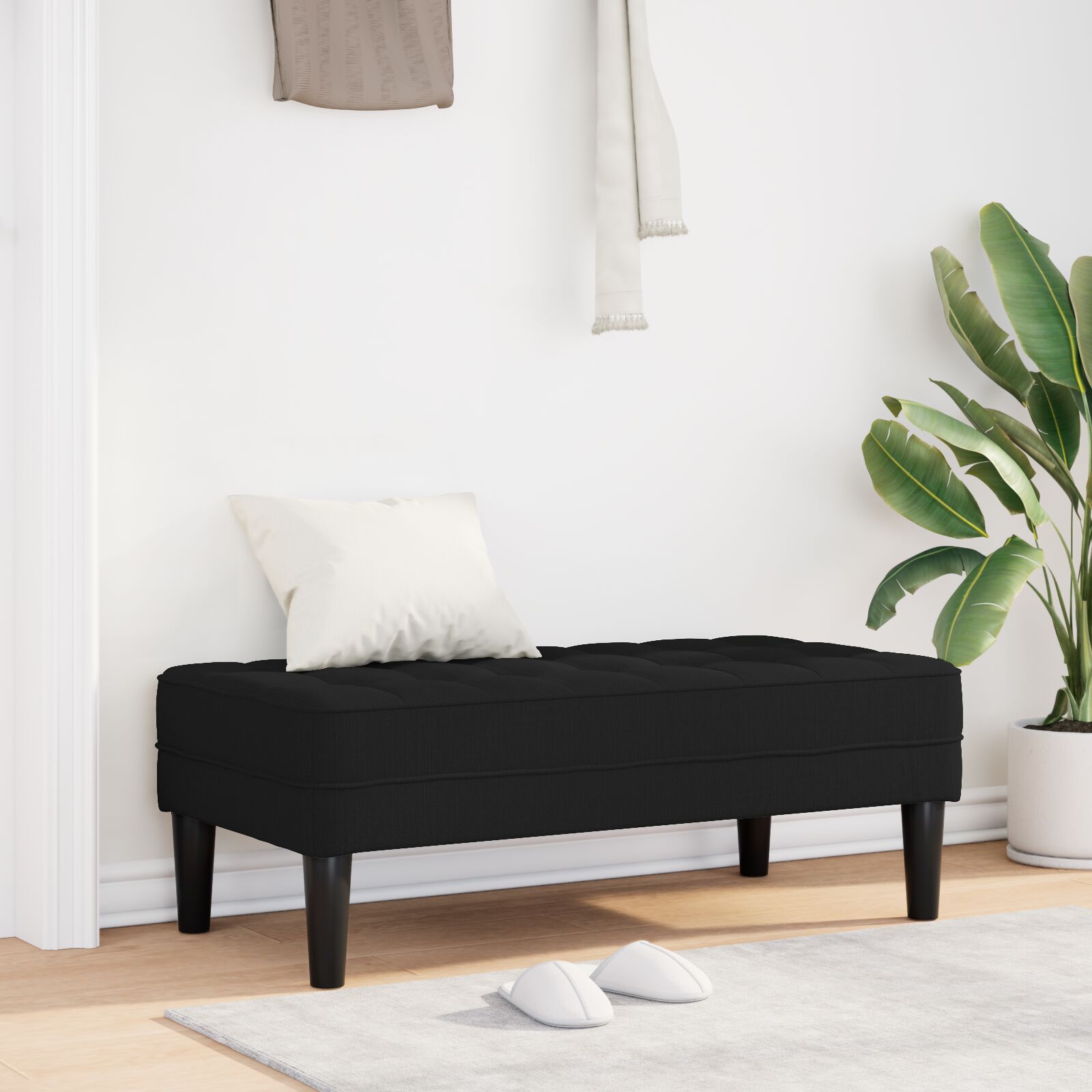 Banc vidaXL Noir 113x57x39 cm en tissu
