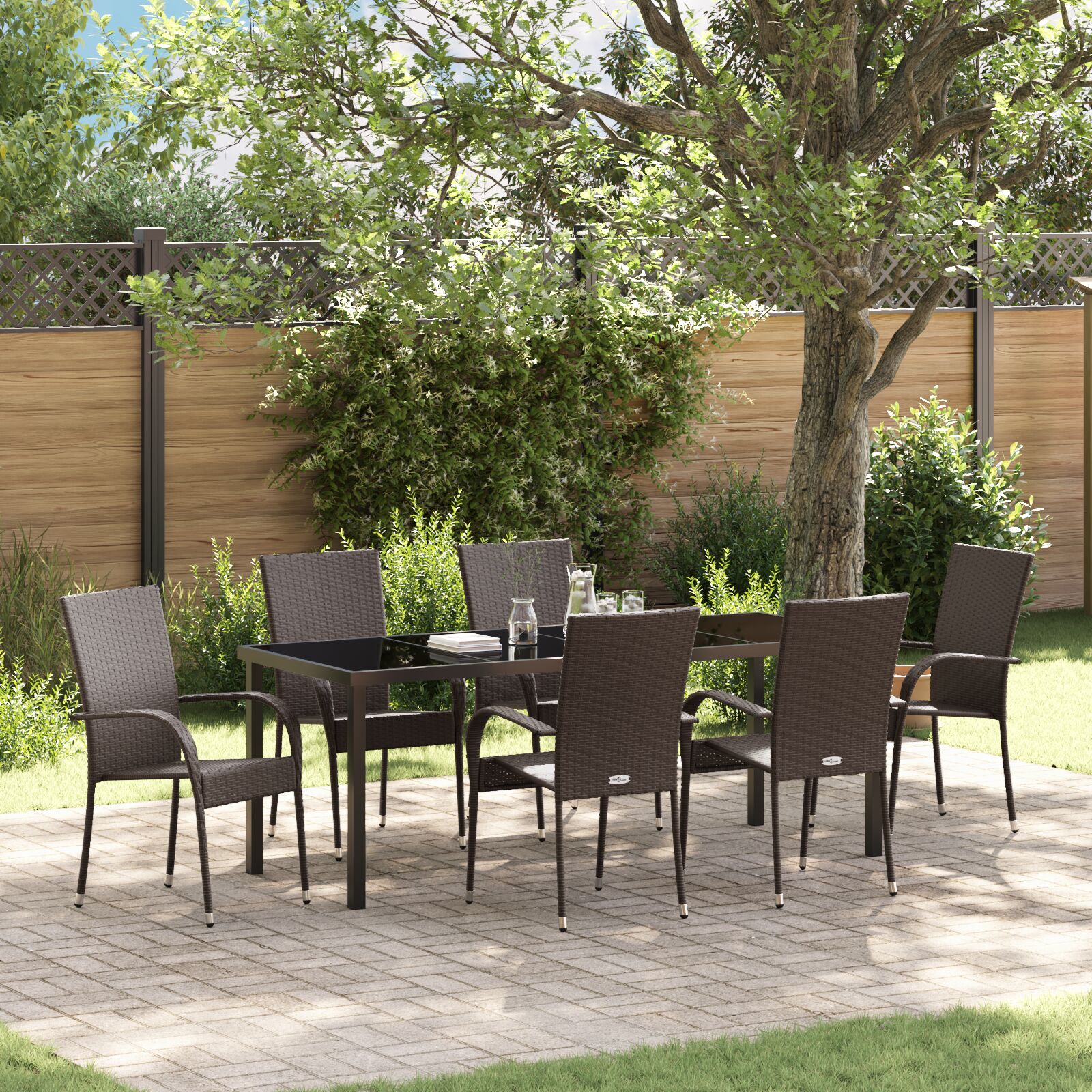 vidaXL 7-teilige Garten Essgruppe Braun Poly-Rattan
