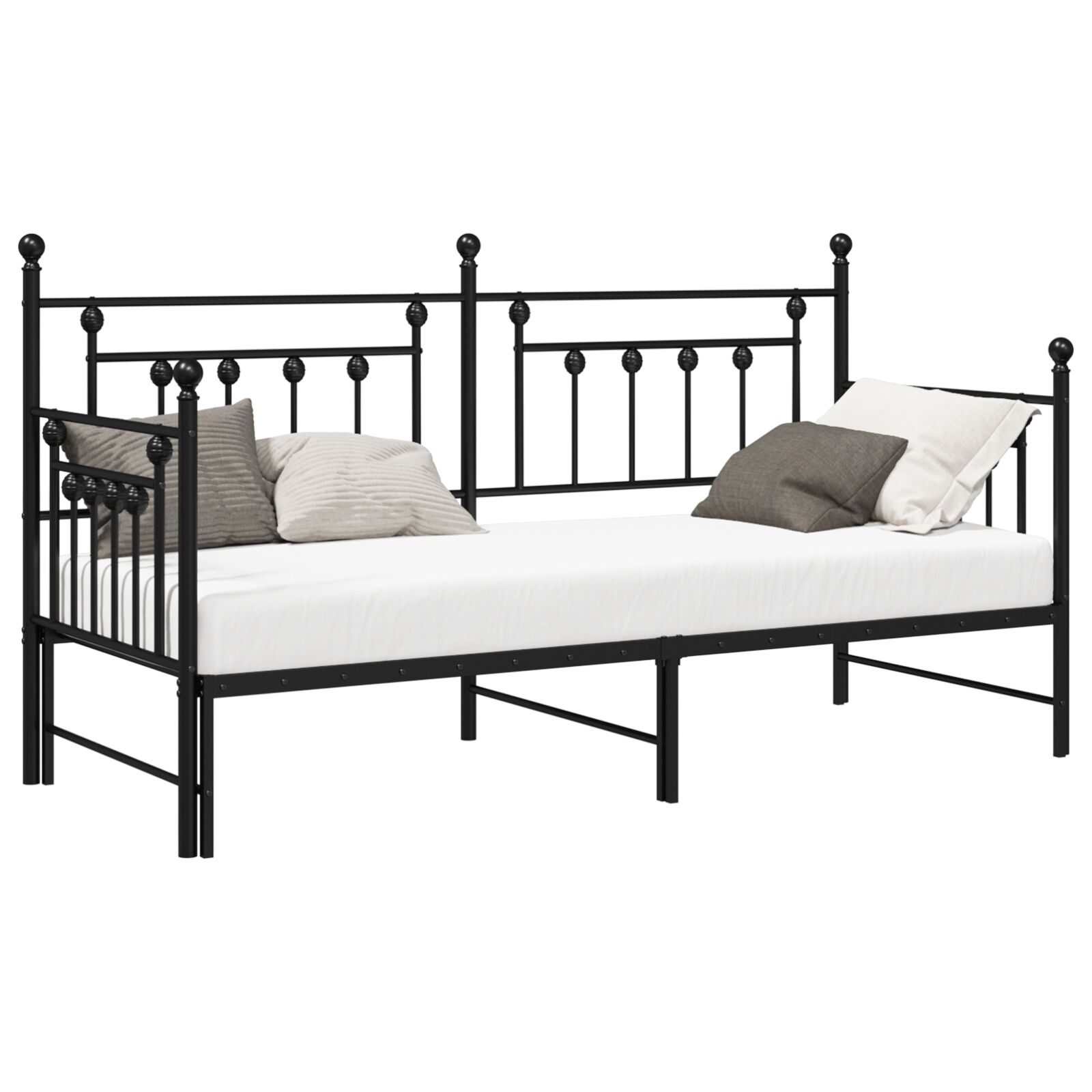 Okvir za krevet s ležajem na izvlačenje Crna 75x190 cm Čelik