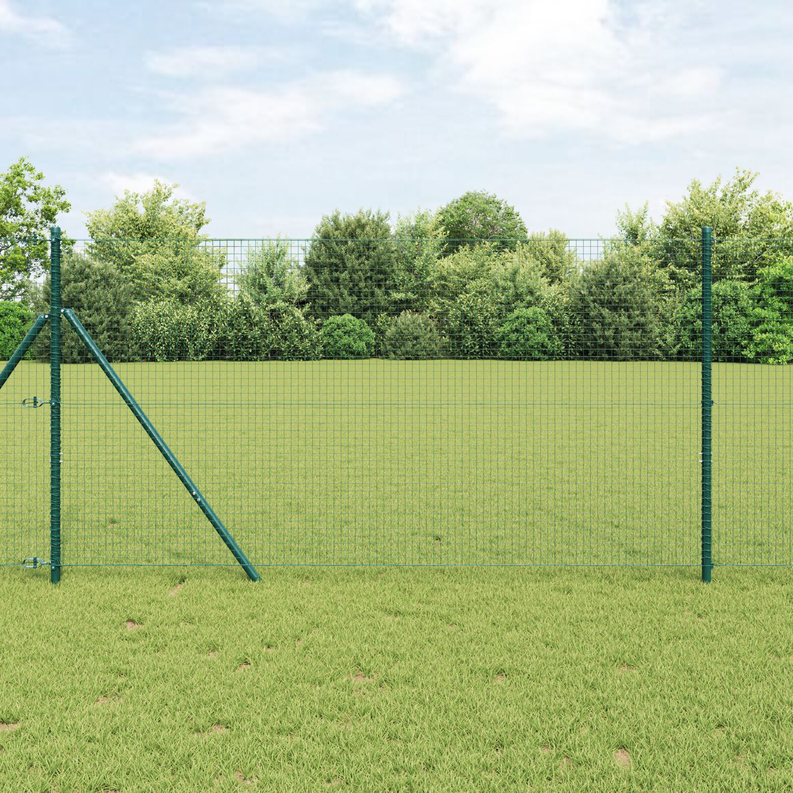 vidaXL Zavarena Ograda s 13 Stubova Zelena 1.4x25 m Čelik