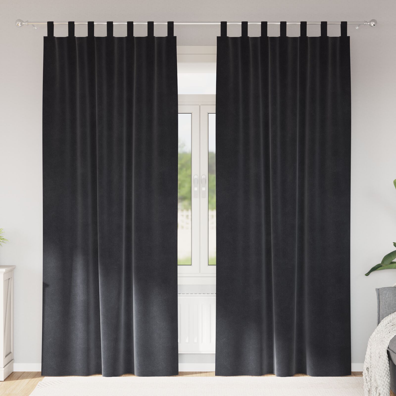 vidaXL Vorhänge Dunkelgrau Polyester 140 x 245 cm Dunkelgraue Drapes