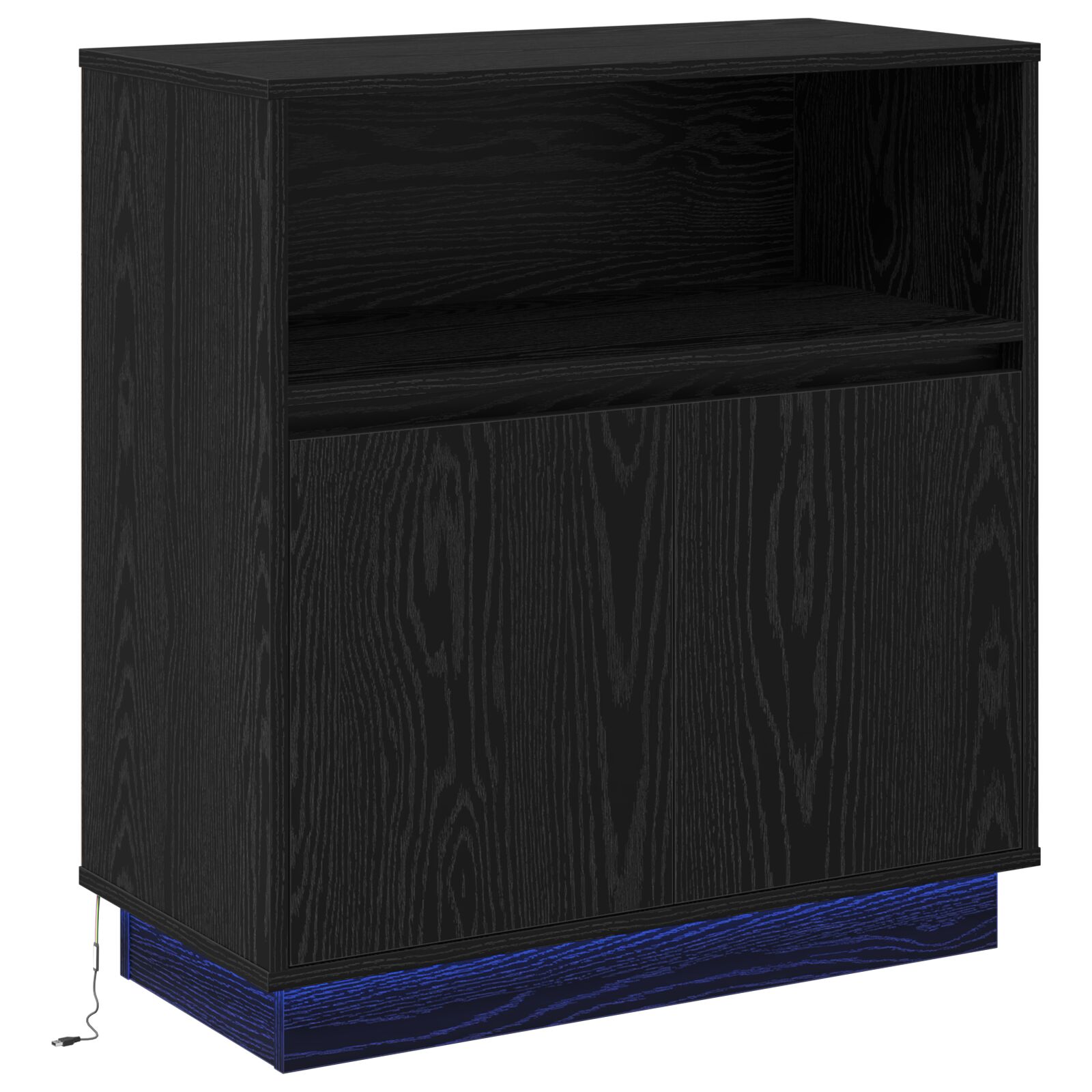 Sideboard s LED-om Crna Hrast 71x34,5x75 cm Konstruirano drvo