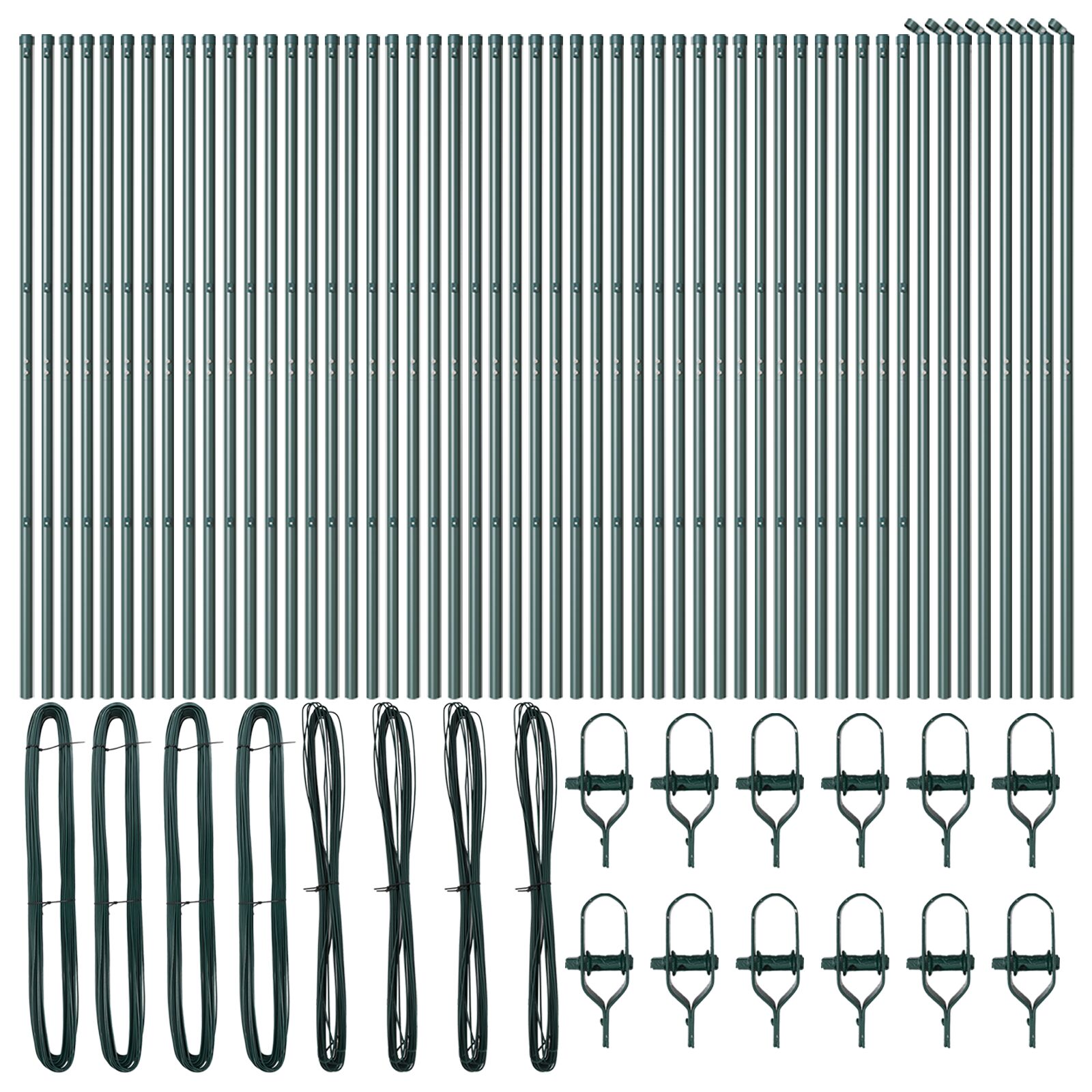 vidaXL Stupovi Ograde 52 kom Zelena Ø32 mm 200 cm Galvanizirani Čelik